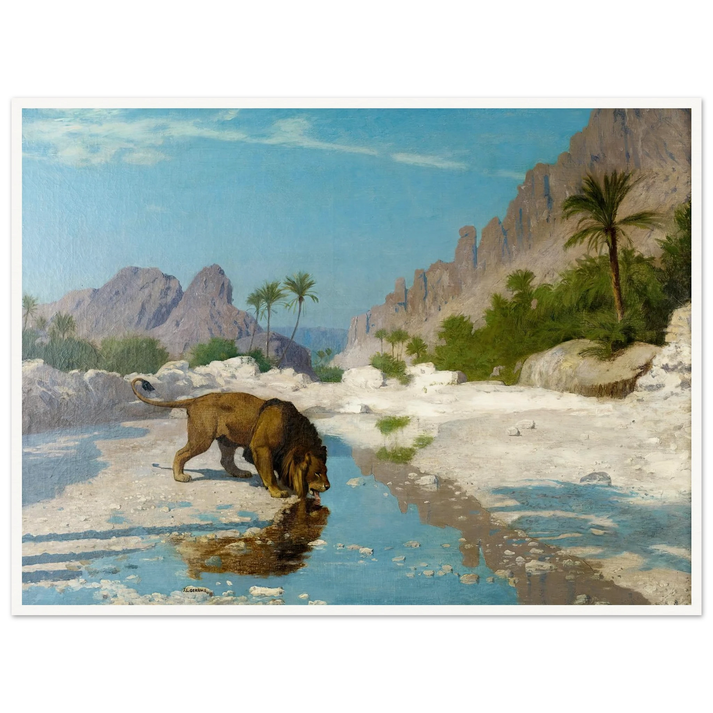Lion in the Desert (circa 1885) Art Print | Jean Leon Gerome-Quipham Collections