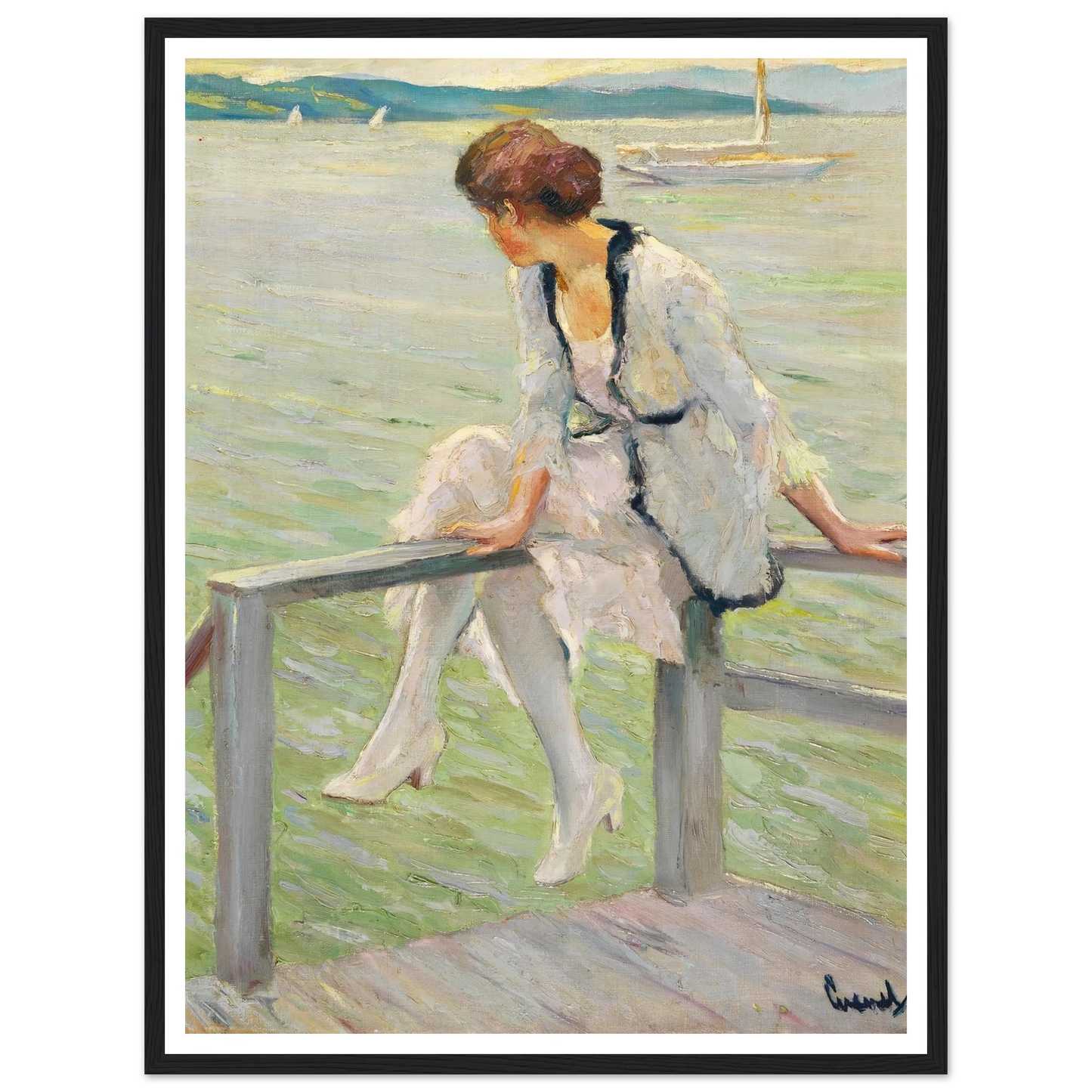 Young woman at Lake Starnberg (1915-1920) Art Print | Edward Cucue-Quipham Collections