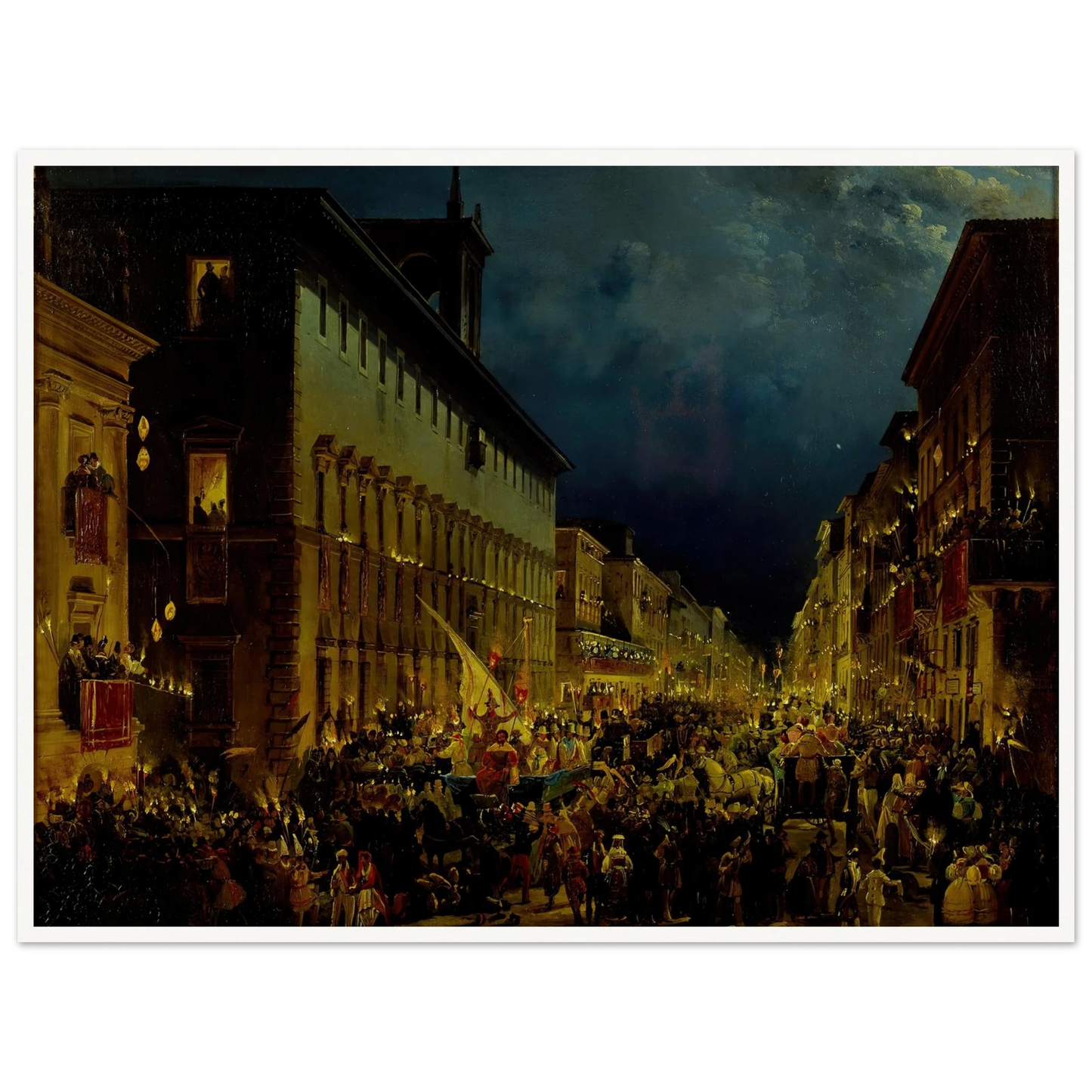 Moccoli Evening In Rome (1834) Art Print | Ippolito Caffi-Quipham Collections