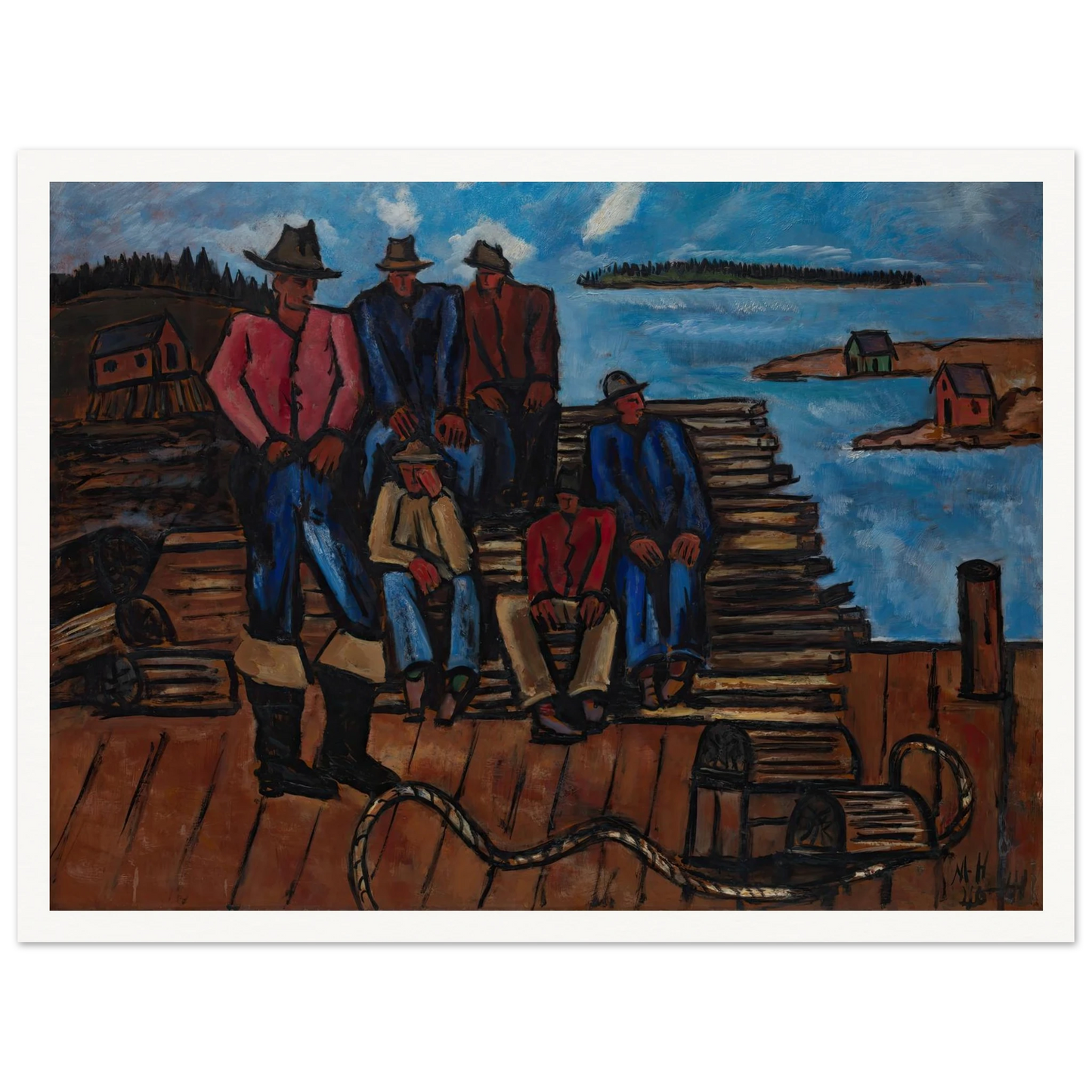 Lobster Fishermen (1940-1941) Art Print | Marsden Hartley-Quipham Collections