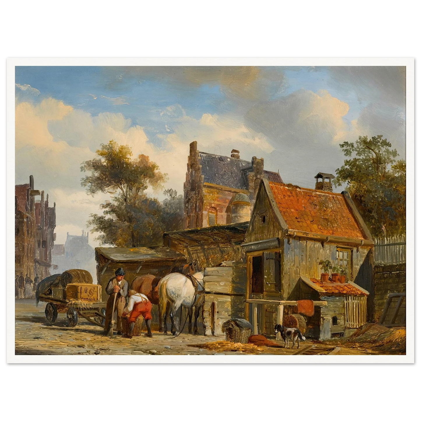 A Street Scene with a Blacksmith at Work (1844) Art Print | Cornelis Springer-Quipham Collections