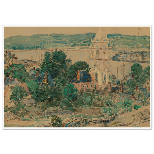 Shingling the First Baptist Church, Gloucester study (1919) Art Print | Childe Hassam-Quipham Collections