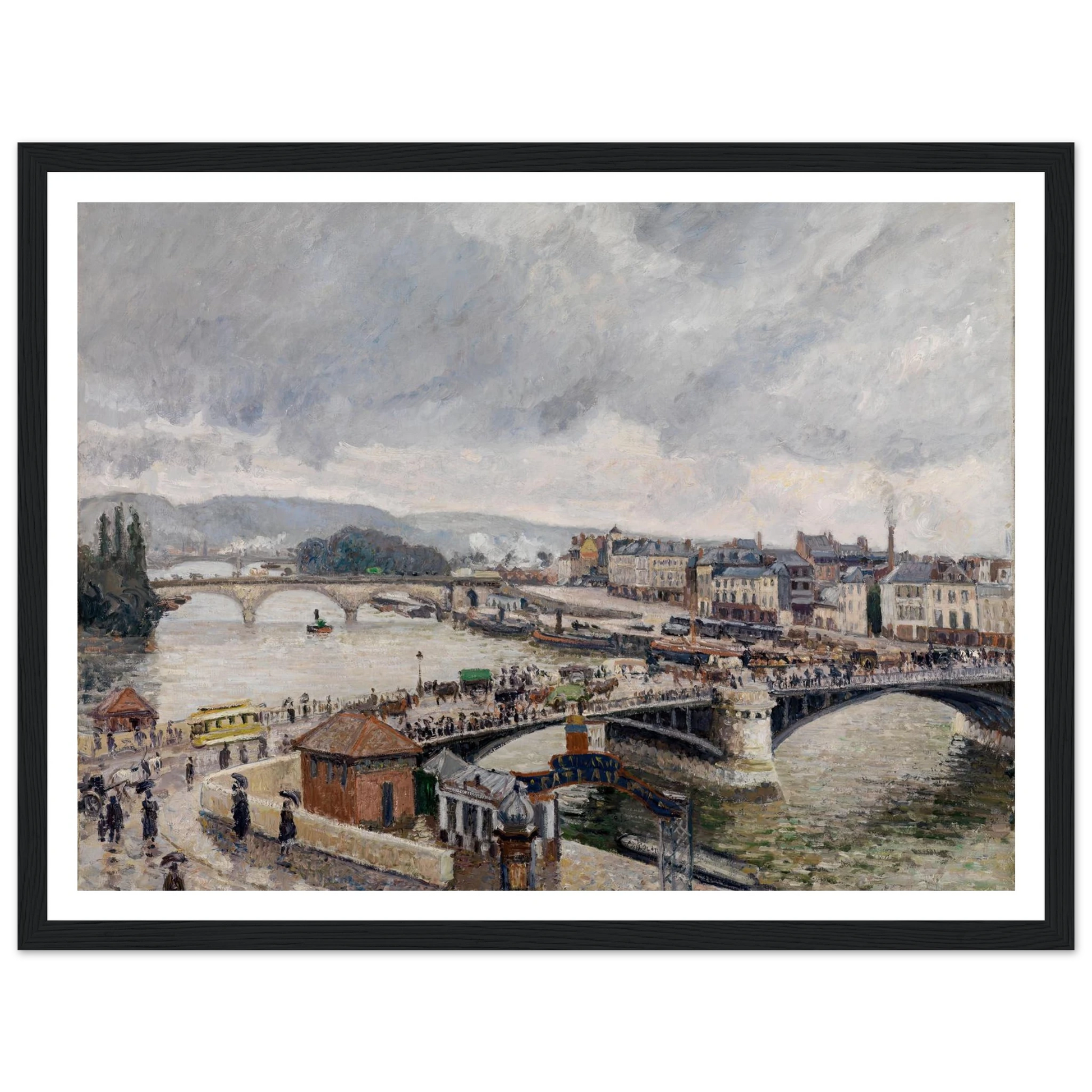 Blick auf die Grosse Brücke zu Rouen bei Regenstimmung (1896) Art Print | Camille Pissarro-Quipham Collections