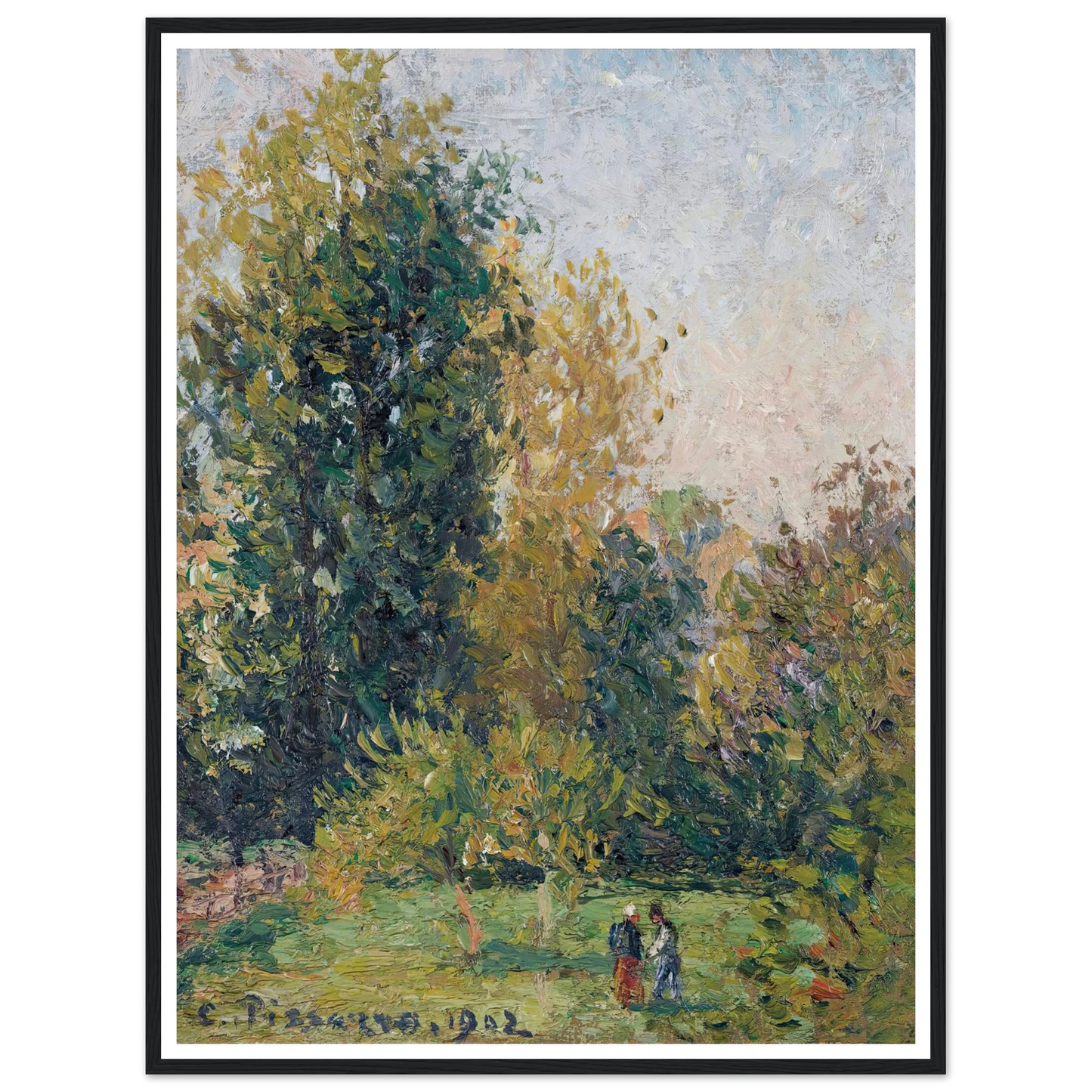 Paysage Avec Deux Personnages, Éragny, Automne (1902) Art Print | Camille Pissarro-Quipham Collections