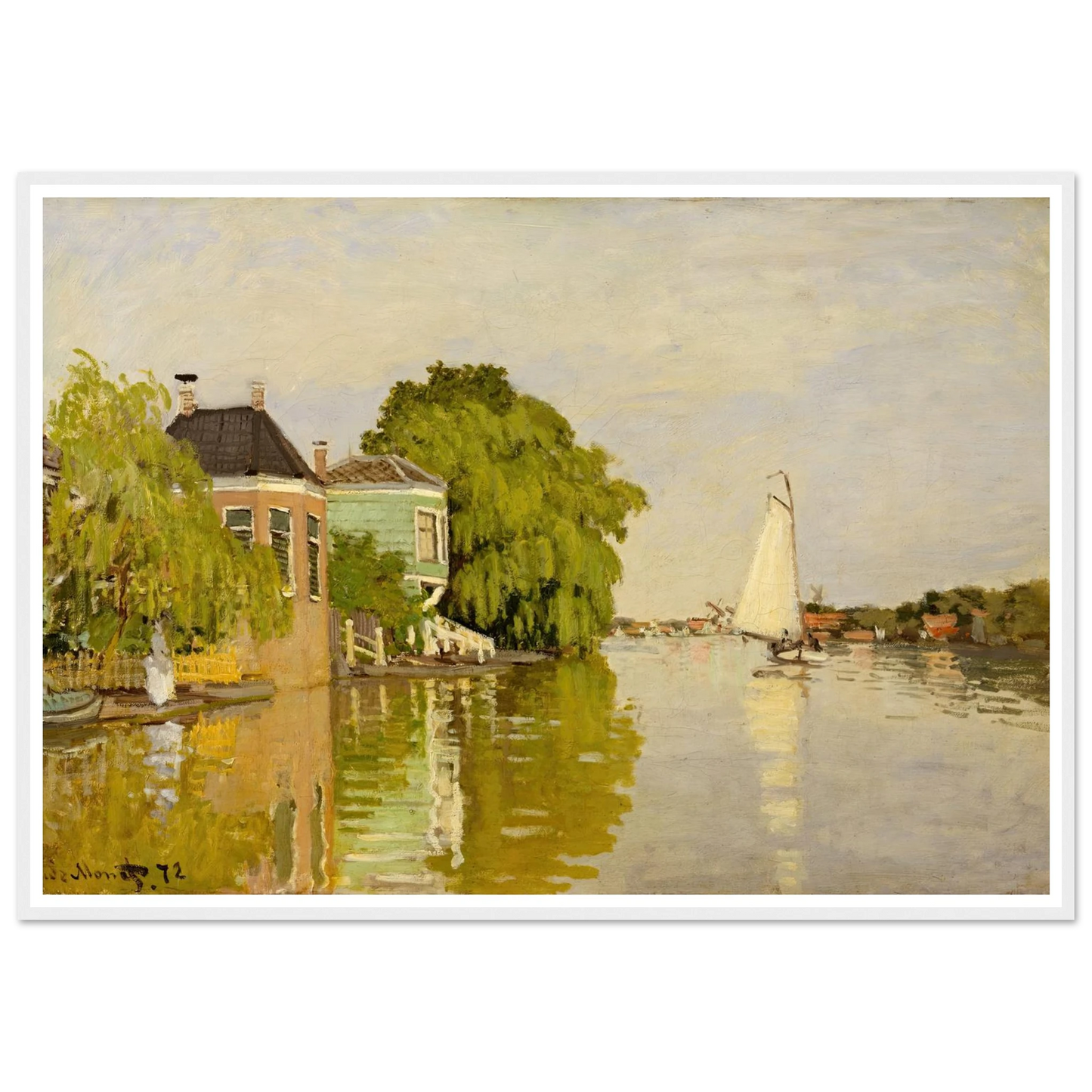Houses on the Achterzaan (1871) Art Print | Claude Monet-Quipham Collections