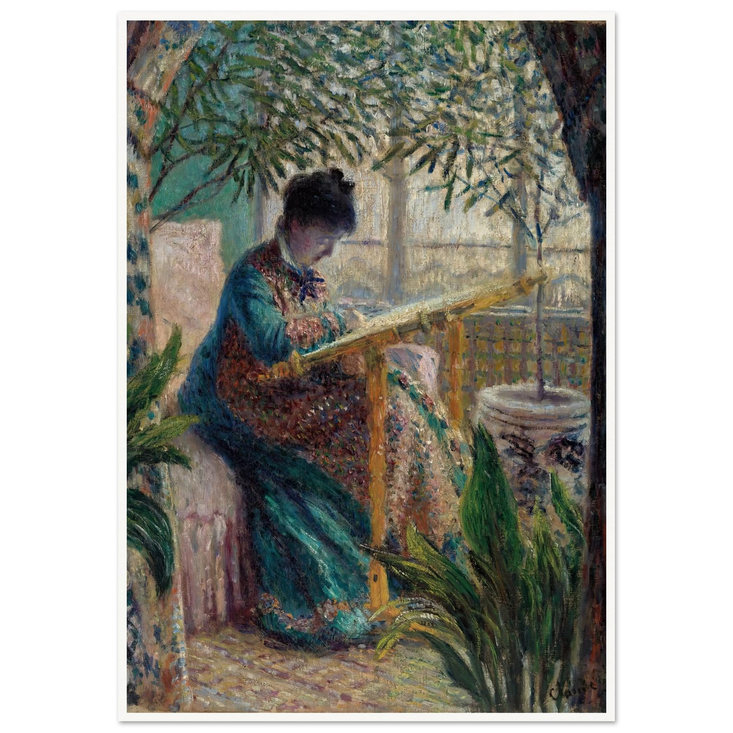 Madame Monet Embroidering (Camille au métier) (1875) Art Print | Claude Monet-Quipham Collections