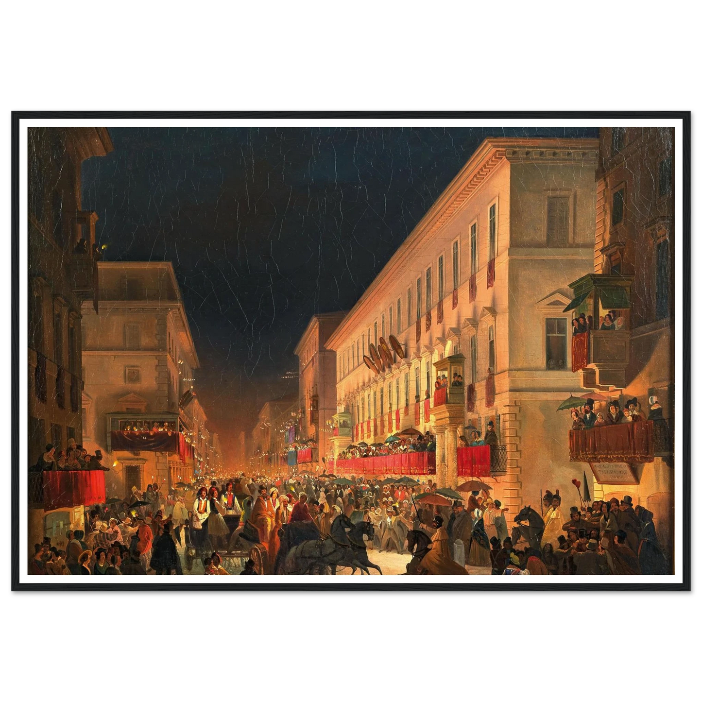 Carnival In Rome, The Feast Of Moccoletti Art Print | Ippolito Caffi-Quipham Collections