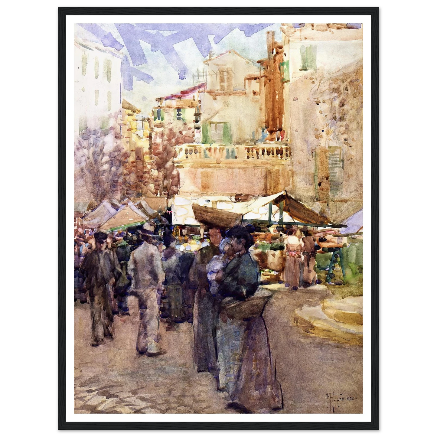 The market place, San Remo, Italy (1902) Art Print | Frances Hodgkins-Quipham Collections