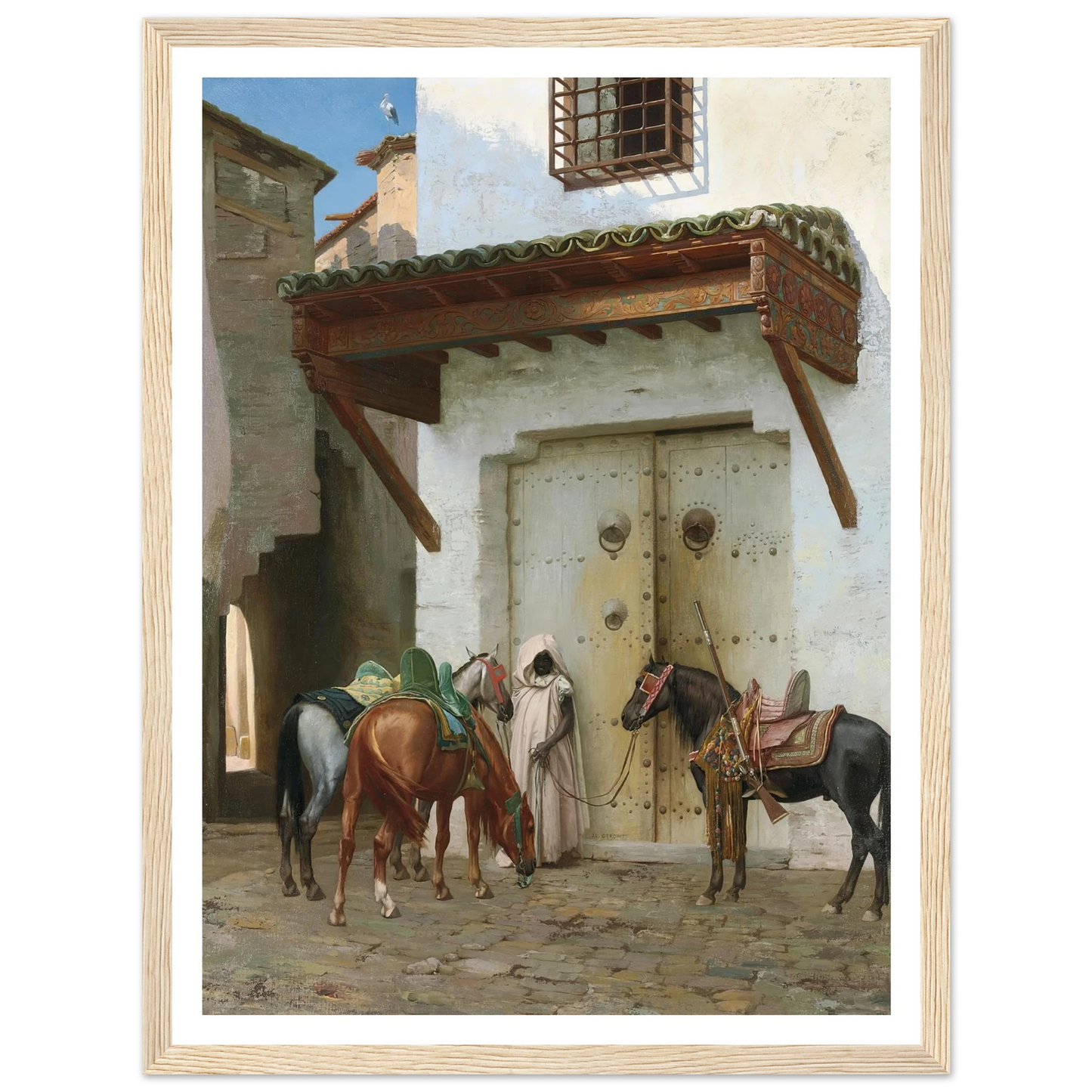 Chevaux tenus par un esclave (La Halte) (1875) Art Print | Jean Leon Gerome-Quipham Collections