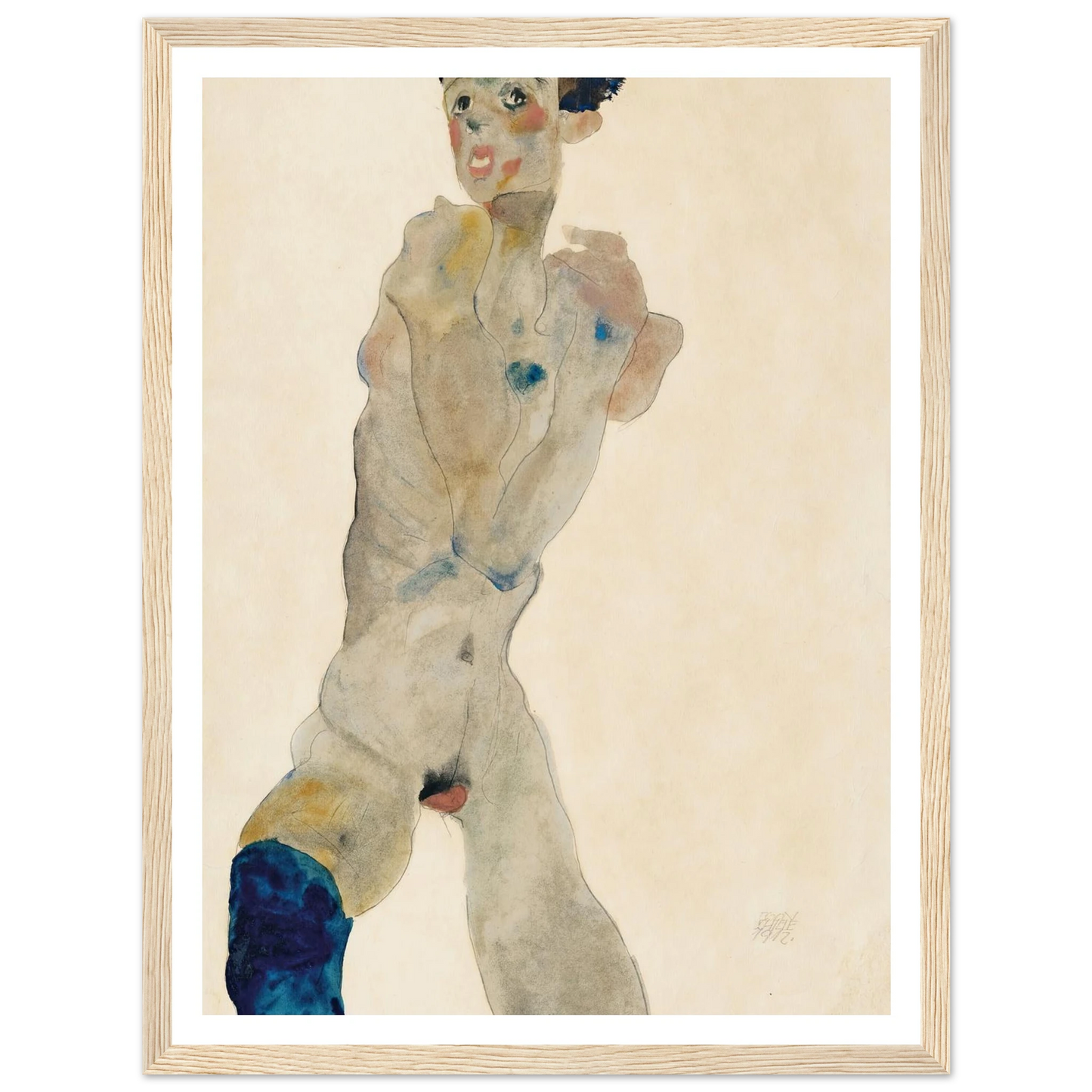 Stehender männlicher Akt mit verschränkten Armen (Selbstportrait) (1912) Art Print | Egon Schiele-Quipham Collections