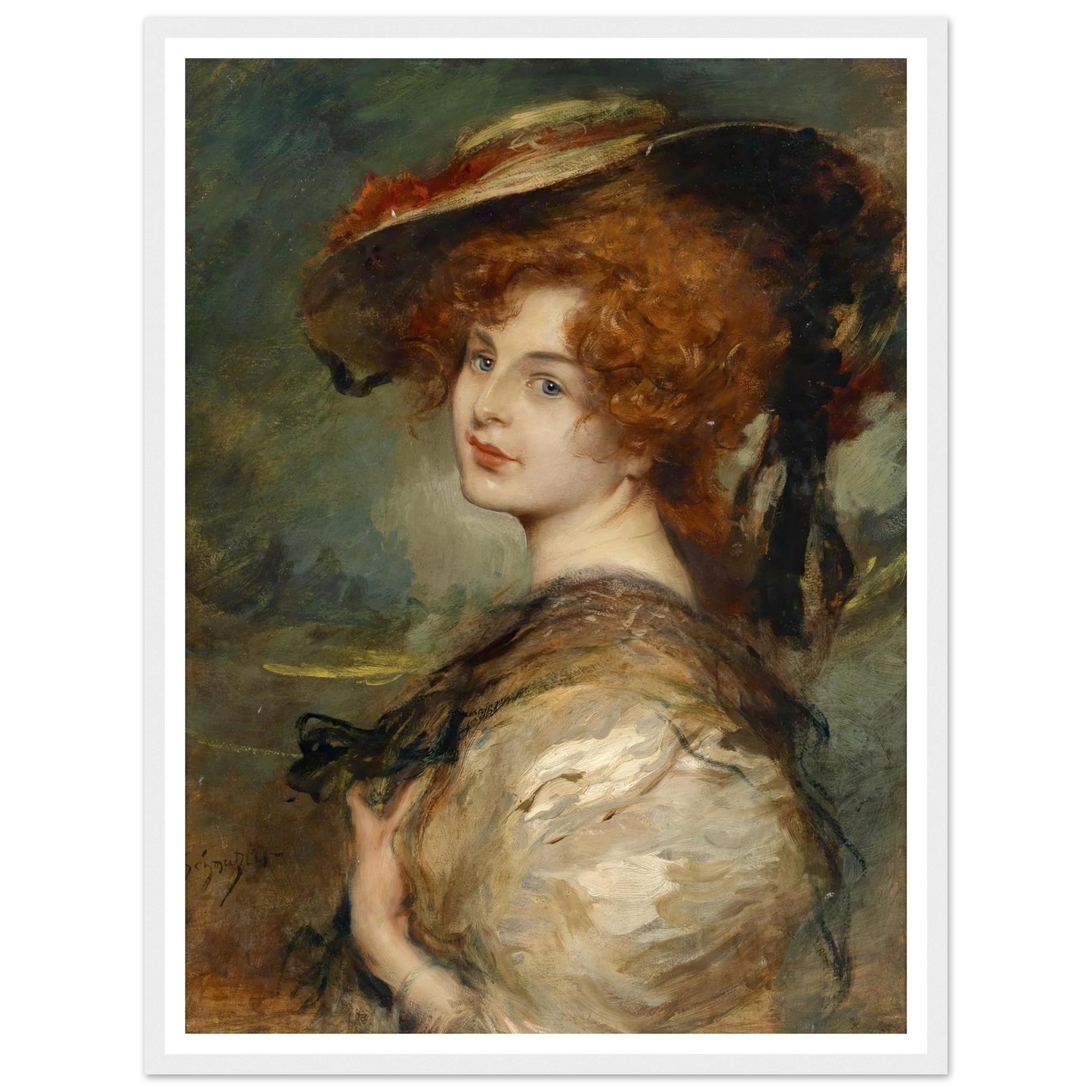 Bildnis einer Dame mit rotem Haar und Hut Art Print | Leopold Schmutzler-Quipham Collections