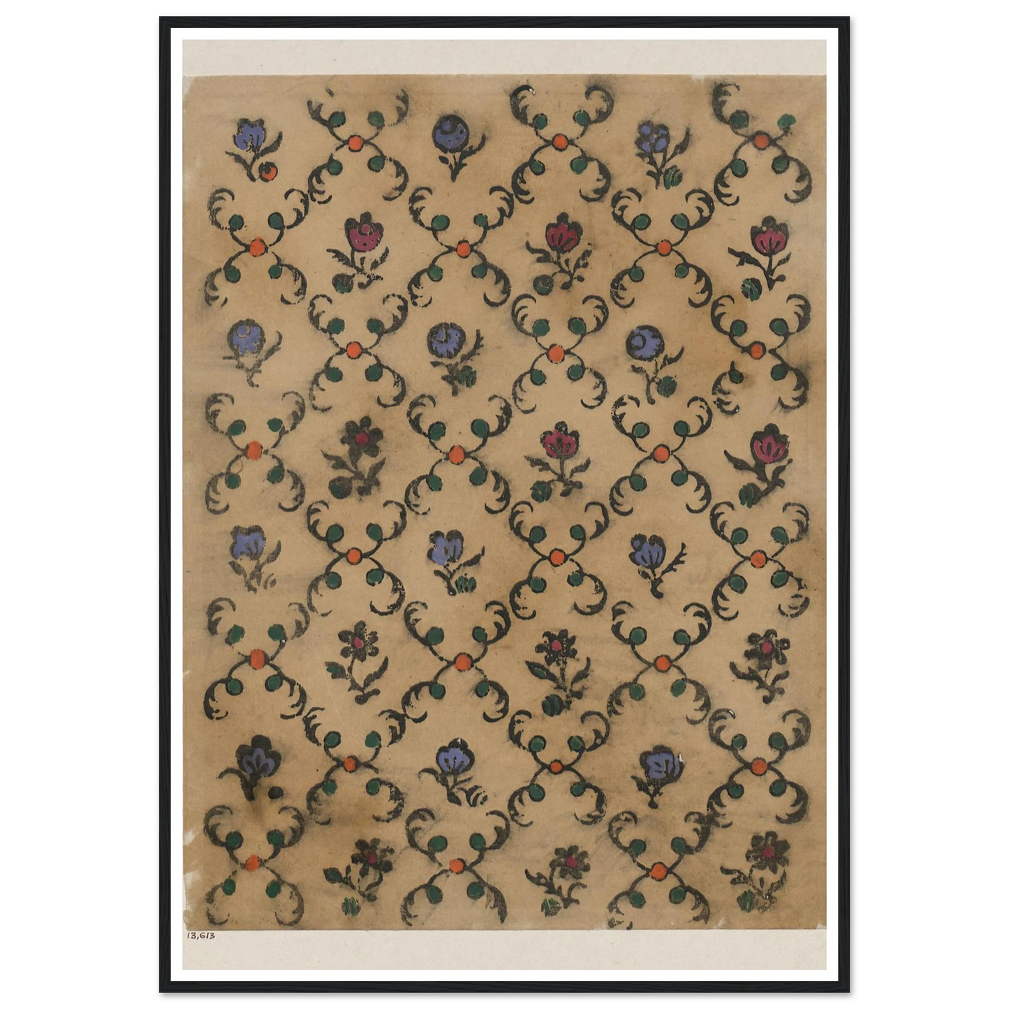 Handkolorierter Holzschnitt (Rautendekor) (1900 - 1913) Art Print | Maria von Uchatius-Quipham Collections