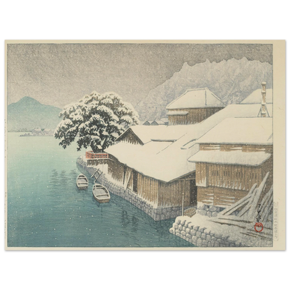 Ishinomaki no bosetsu (Evening Snow at Ishinomaki) (1935) Art Print | Kawase Hasui-Quipham Collections