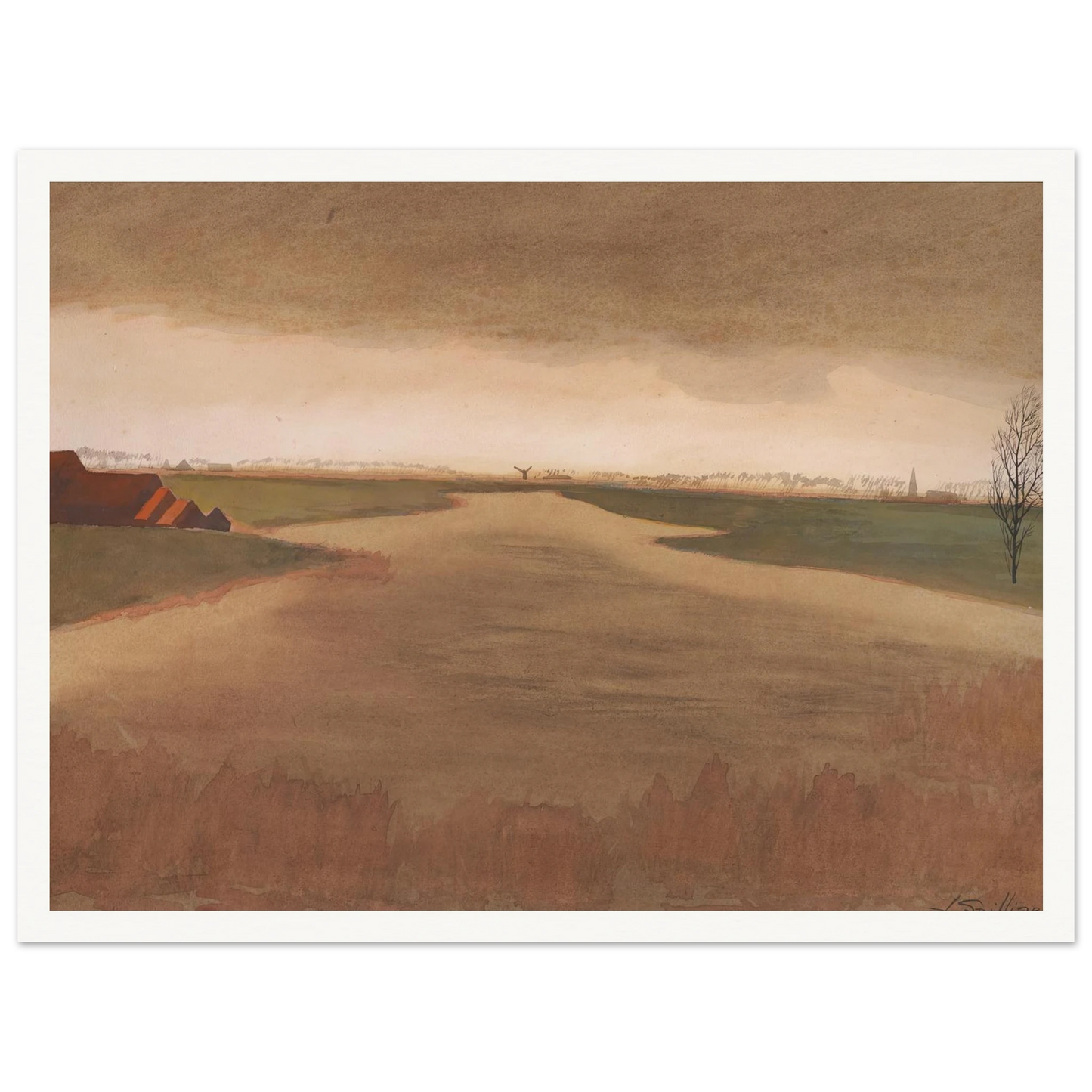 Landschap – Keignaertkreek te Zandvoorde (1931) Art Print | Leon Spilliaert-Quipham Collections
