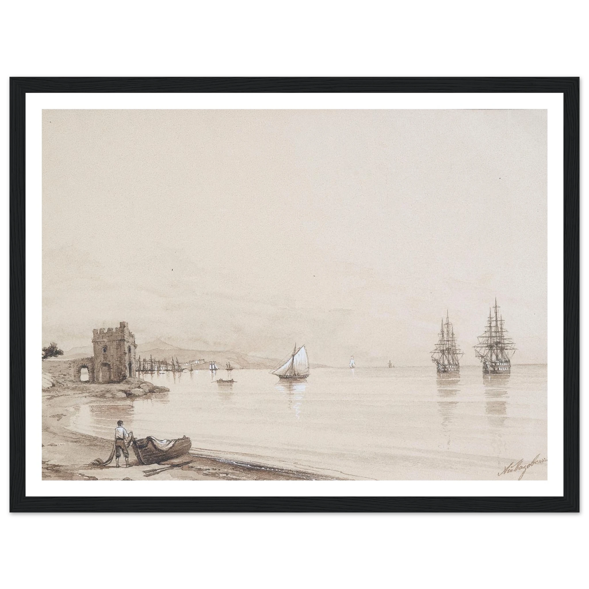 View of a bay with numerous sailing-ships Art Print | Ivan Konstantinovich Aivazovsky-Quipham Collections