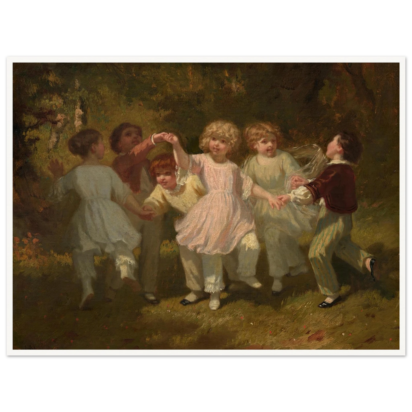 Children Playing in a Park (c. 1860) Art Print | Hugues Merle-Quipham Collections