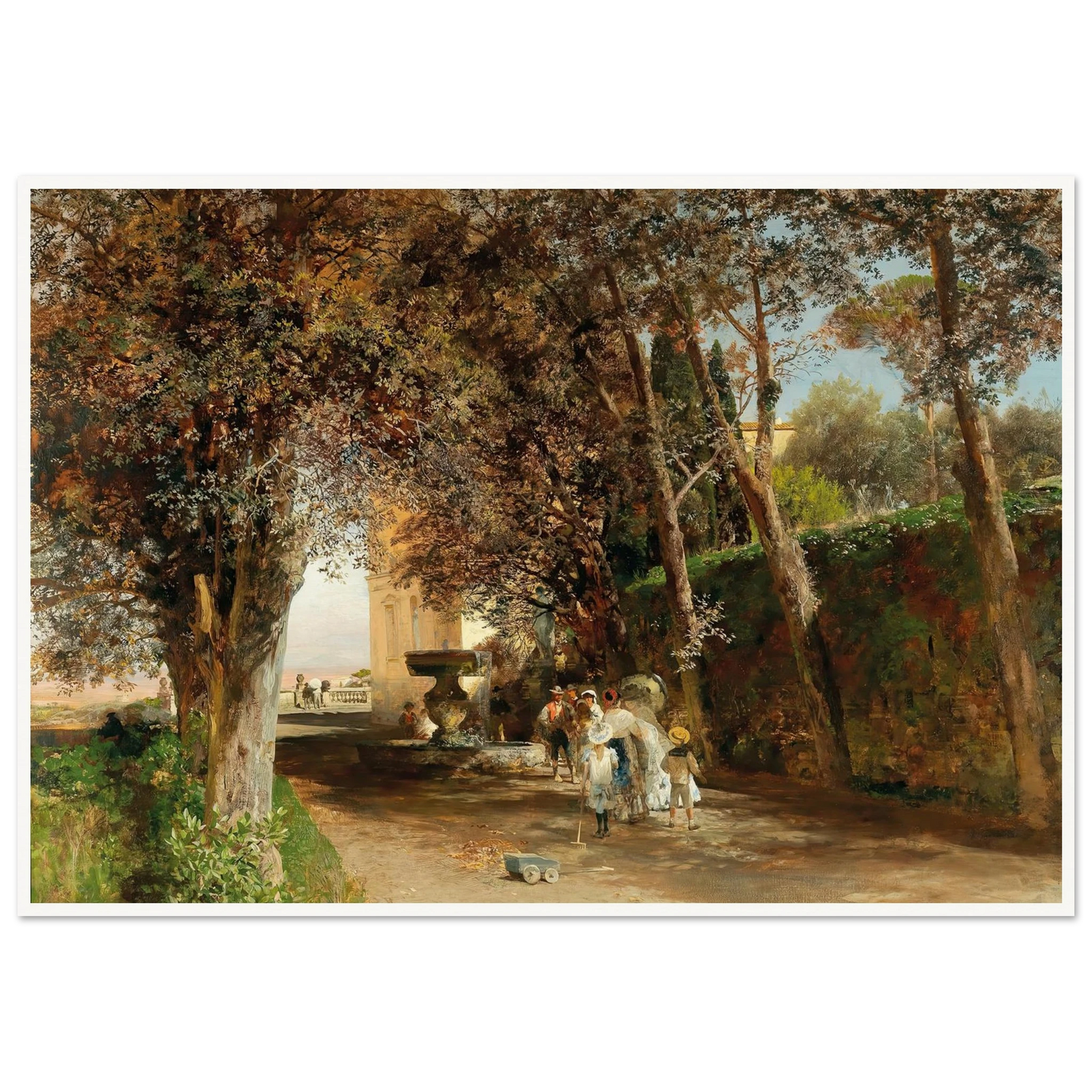 Afternoon in the park of Villa Torlonia in Frascati (1889) Art Print | Oswald Achenbach-Quipham Collections