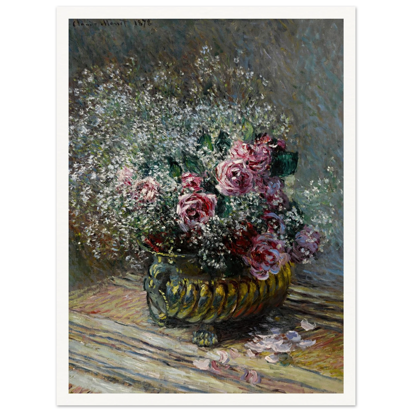 Fleurs dans un pot (Roses et brouillard) (1878) Art Print | Claude Monet-Quipham Collections