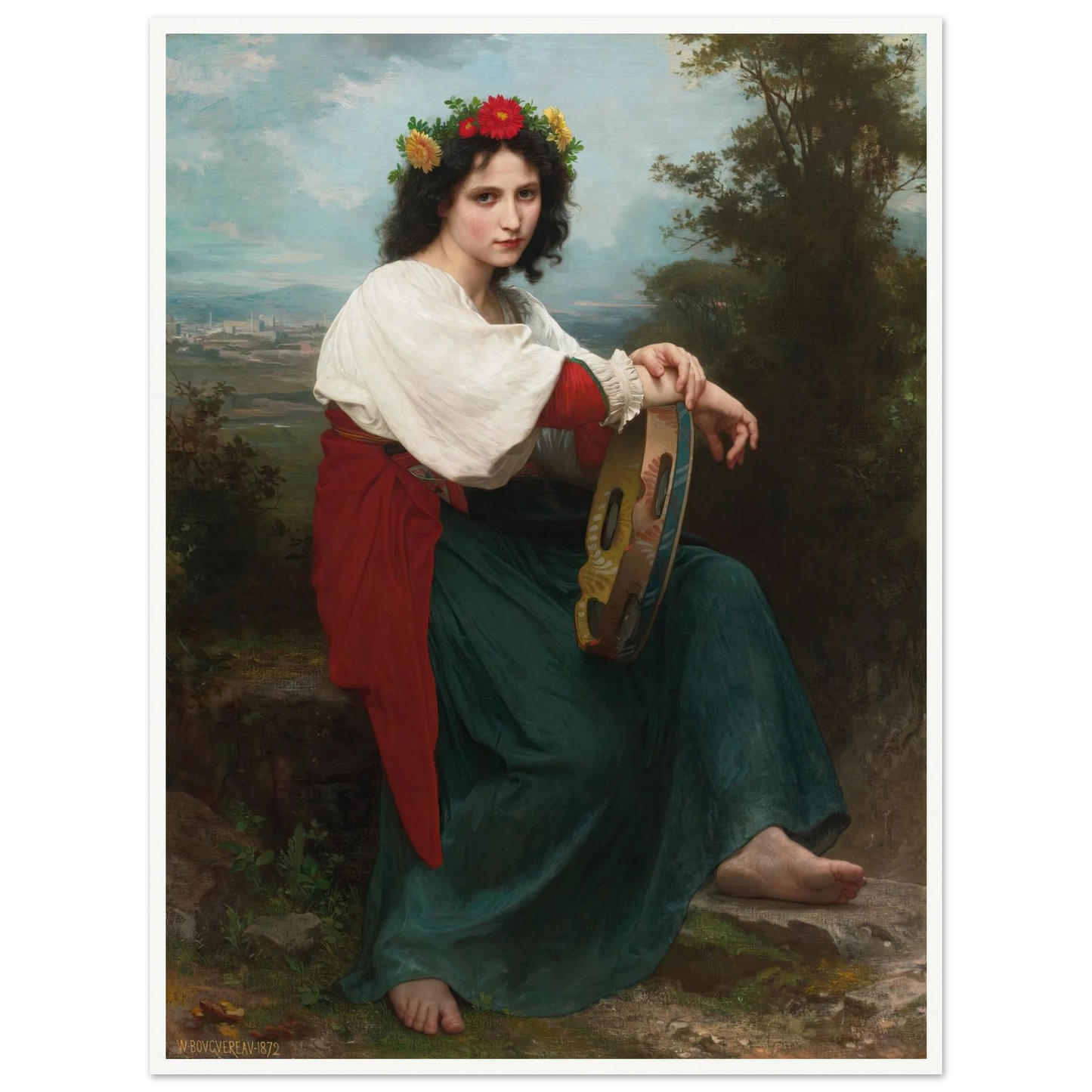 L’Italienne au Tambour de Basque (1872) Art Print | William Bouguereau-Quipham Collections