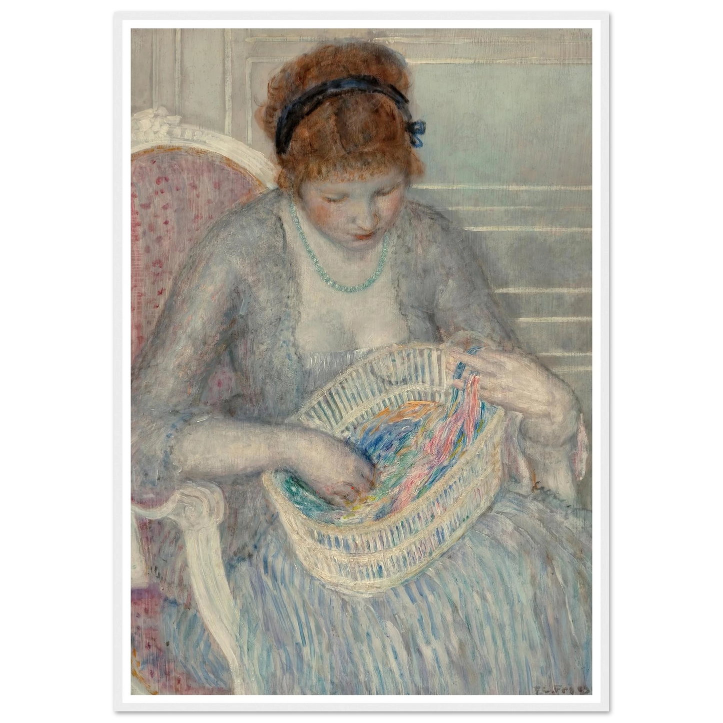 Girl with a Basket of Ribbons (1915) Art Print | Frederick Carl Frieseke-Quipham Collections