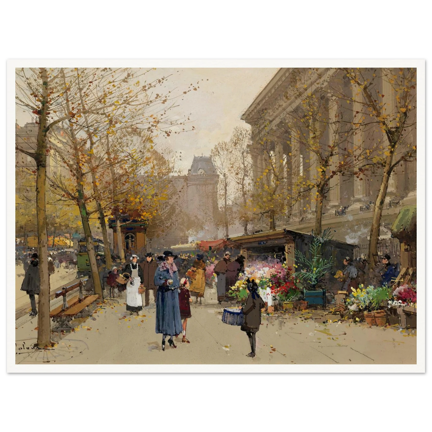 Flower Market, La Madeleine Art Print | Eugene Galien Laloue-Quipham Collections