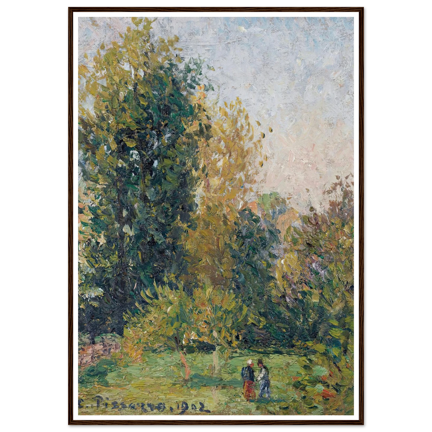 Paysage Avec Deux Personnages, Éragny, Automne (1902) Art Print | Camille Pissarro-Quipham Collections