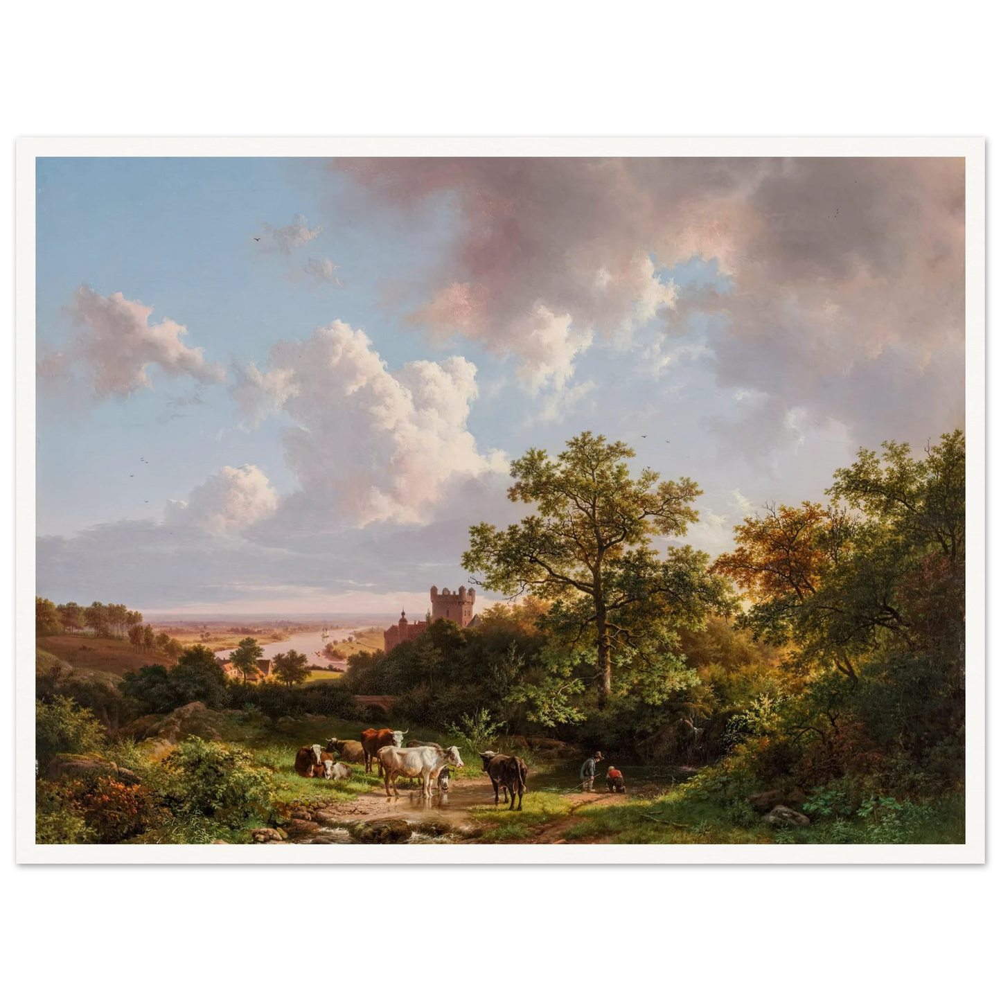 A panoramic landscape with a view on the Middle-Rhine with a castle (1841) Art Print | Barend Cornelis Koekkoek-Quipham Collections