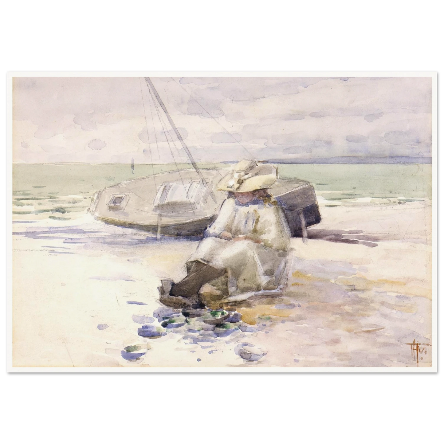 Girl on the beach (1900) Art Print | Frances Hodgkins-Quipham Collections