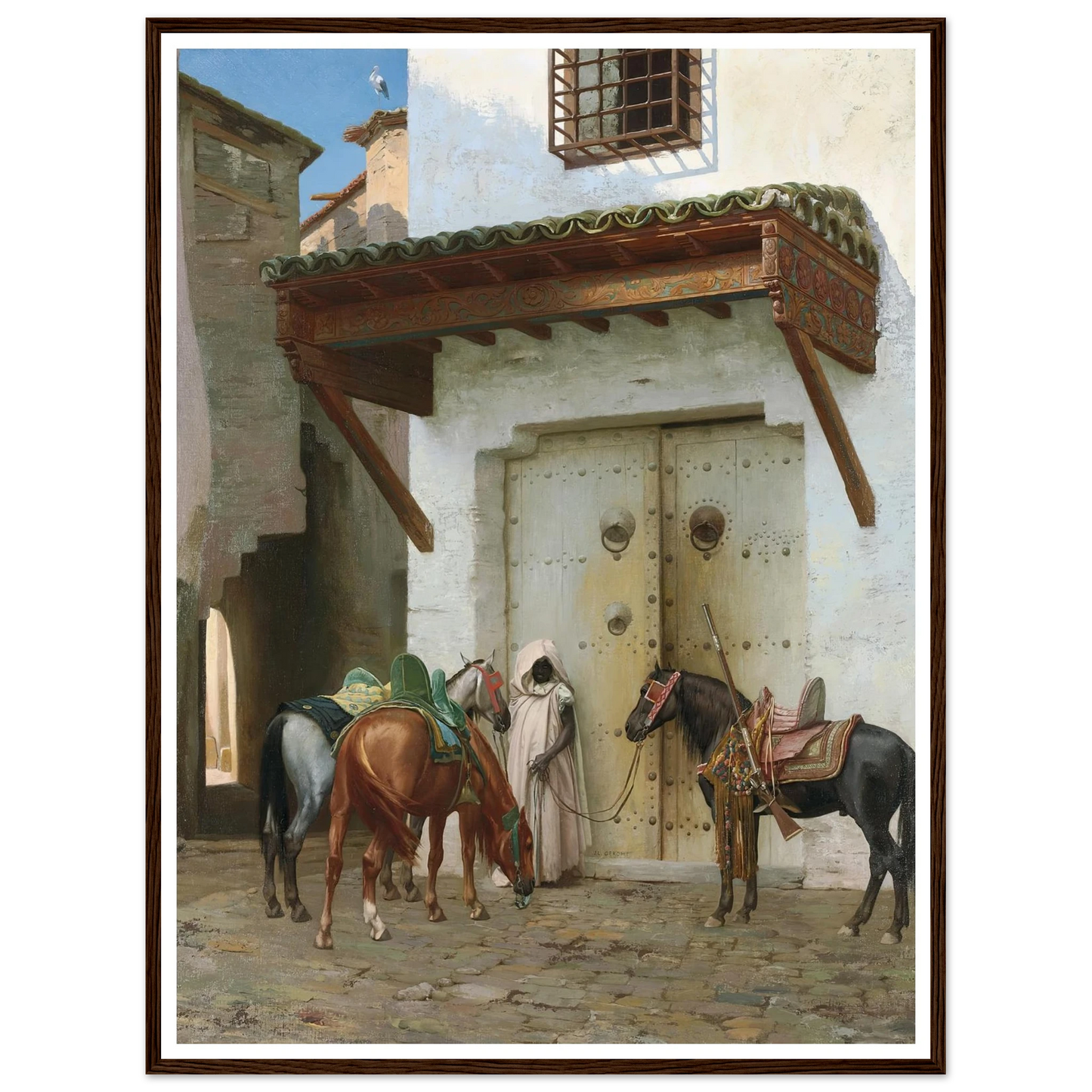 Chevaux tenus par un esclave (La Halte) (1875) Art Print | Jean Leon Gerome-Quipham Collections