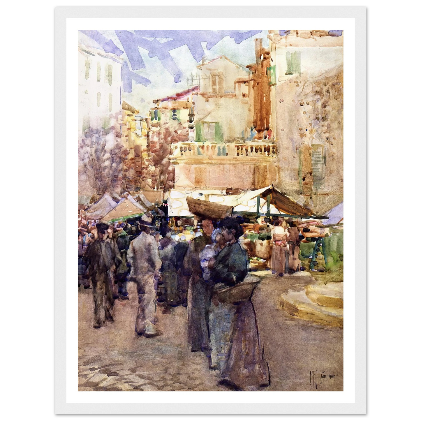 The market place, San Remo, Italy (1902) Art Print | Frances Hodgkins-Quipham Collections