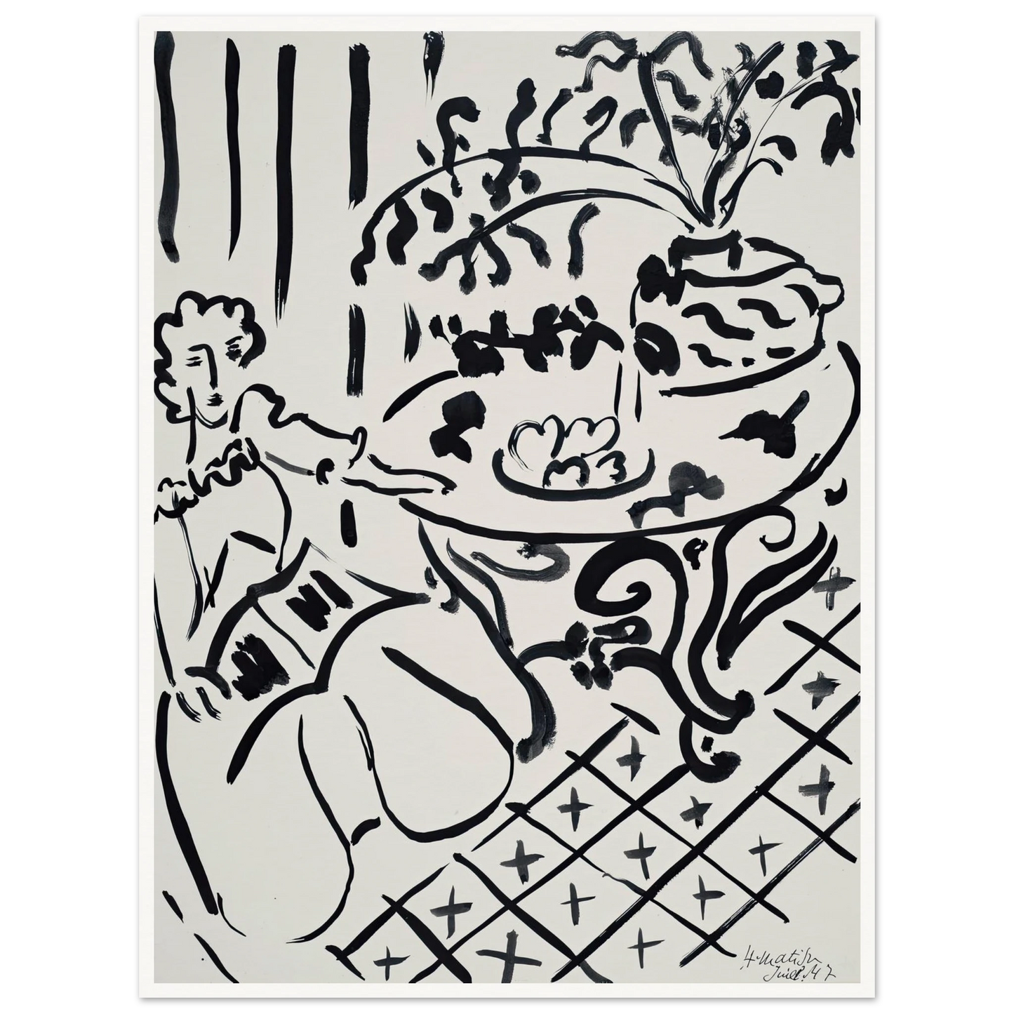 Fille assise à table (1947) Art Print | Henri Matisse-Quipham Collections