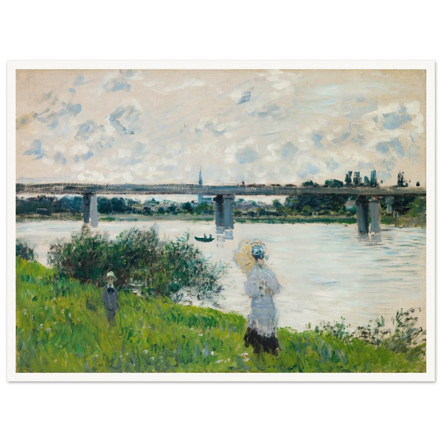 The Promenade with the Railroad Bridge, Argenteuil (1874) Art Print | Claude Monet-Quipham Collections