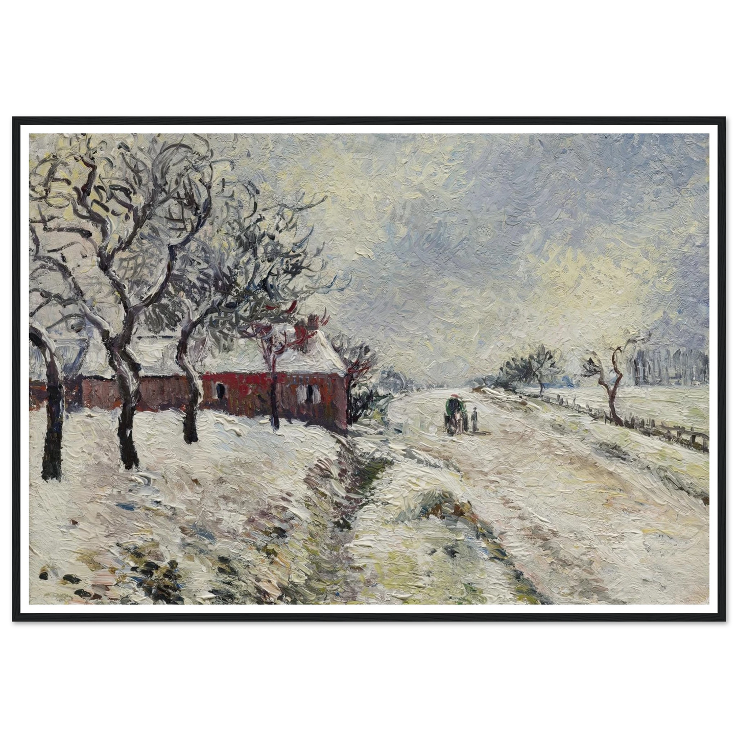 Route enneigée avec maison, environs d’Eragny (1885) Art Print | Camille Pissarro-Quipham Collections