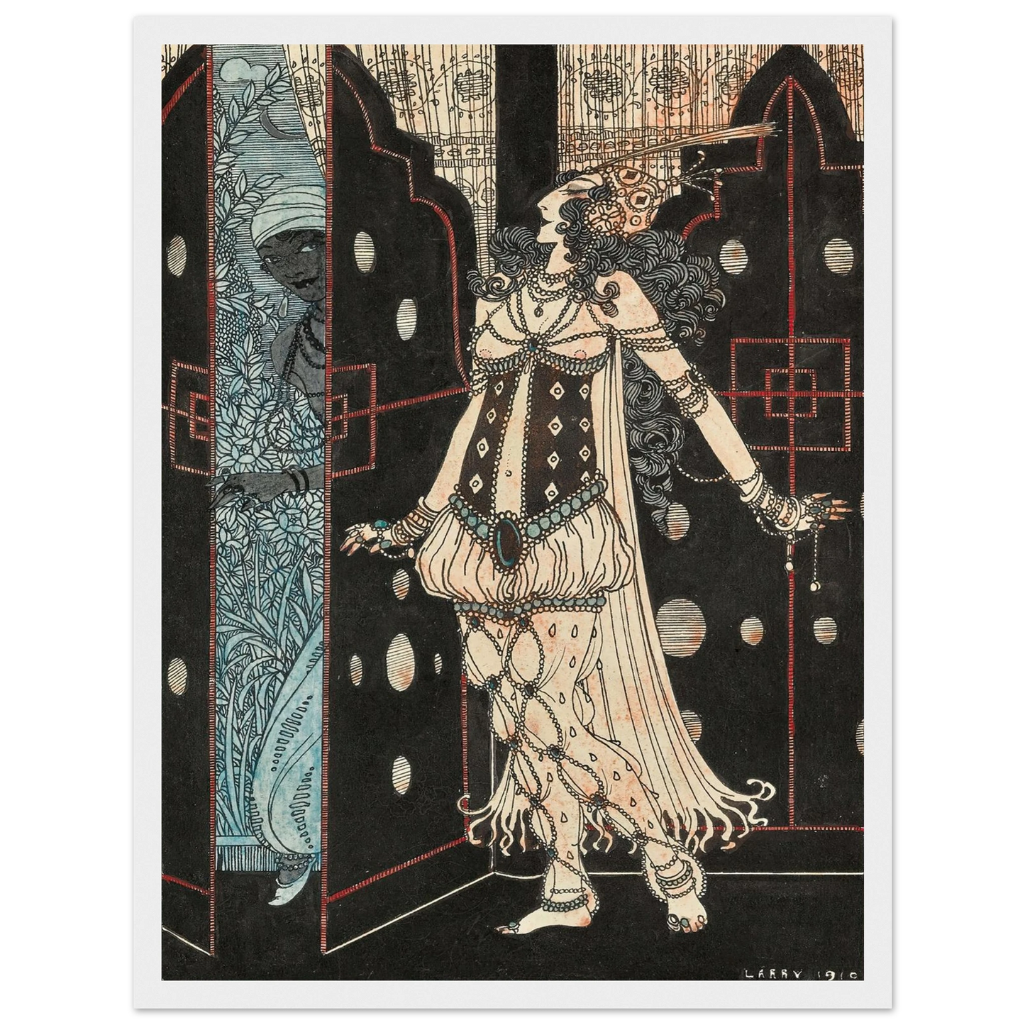 Ida Rubinstein and Vaslav Nijinsky in Scheherazade (1910) Art Print | George Barbier-Quipham Collections