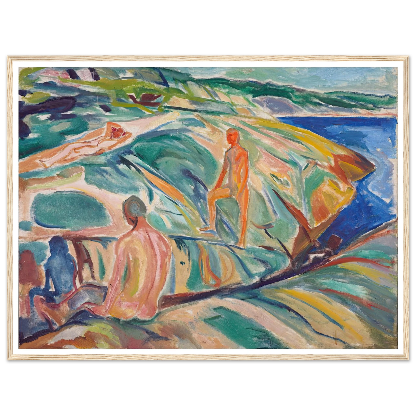 Bathing Men on Rocks (1915) Art Print | Edvard Munch-Quipham Collections