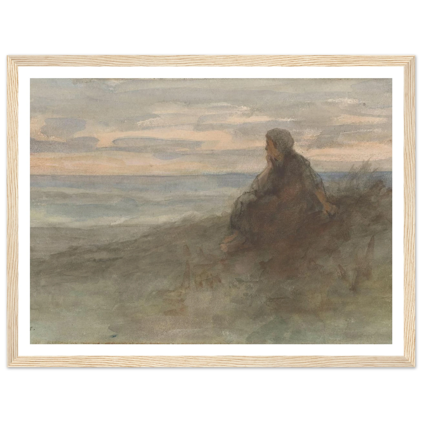 Zittende vrouw op een duin bij zee (c. 1834 - c. 1911) Art Print | Jozef Israels-Quipham Collections