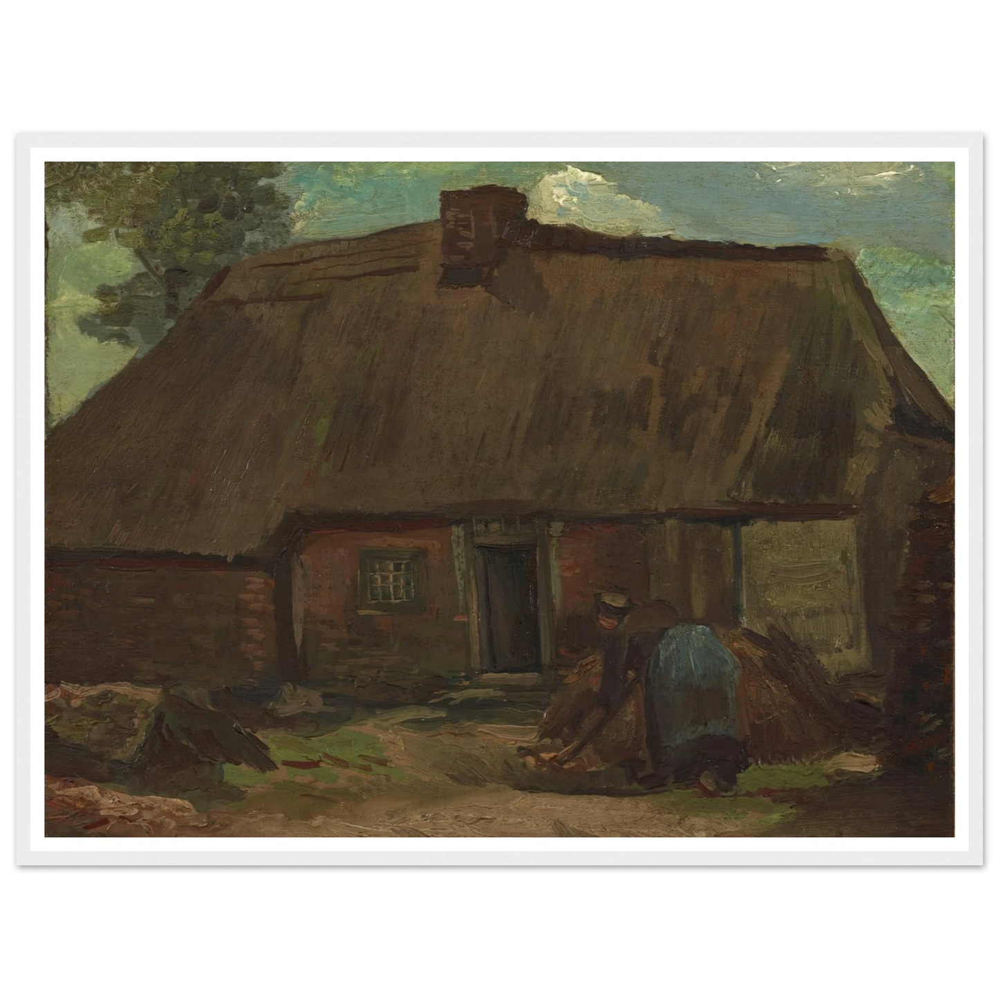 Cottage with Peasant Woman Digging (1885) Art Print | Vincent van Gogh-Quipham Collections