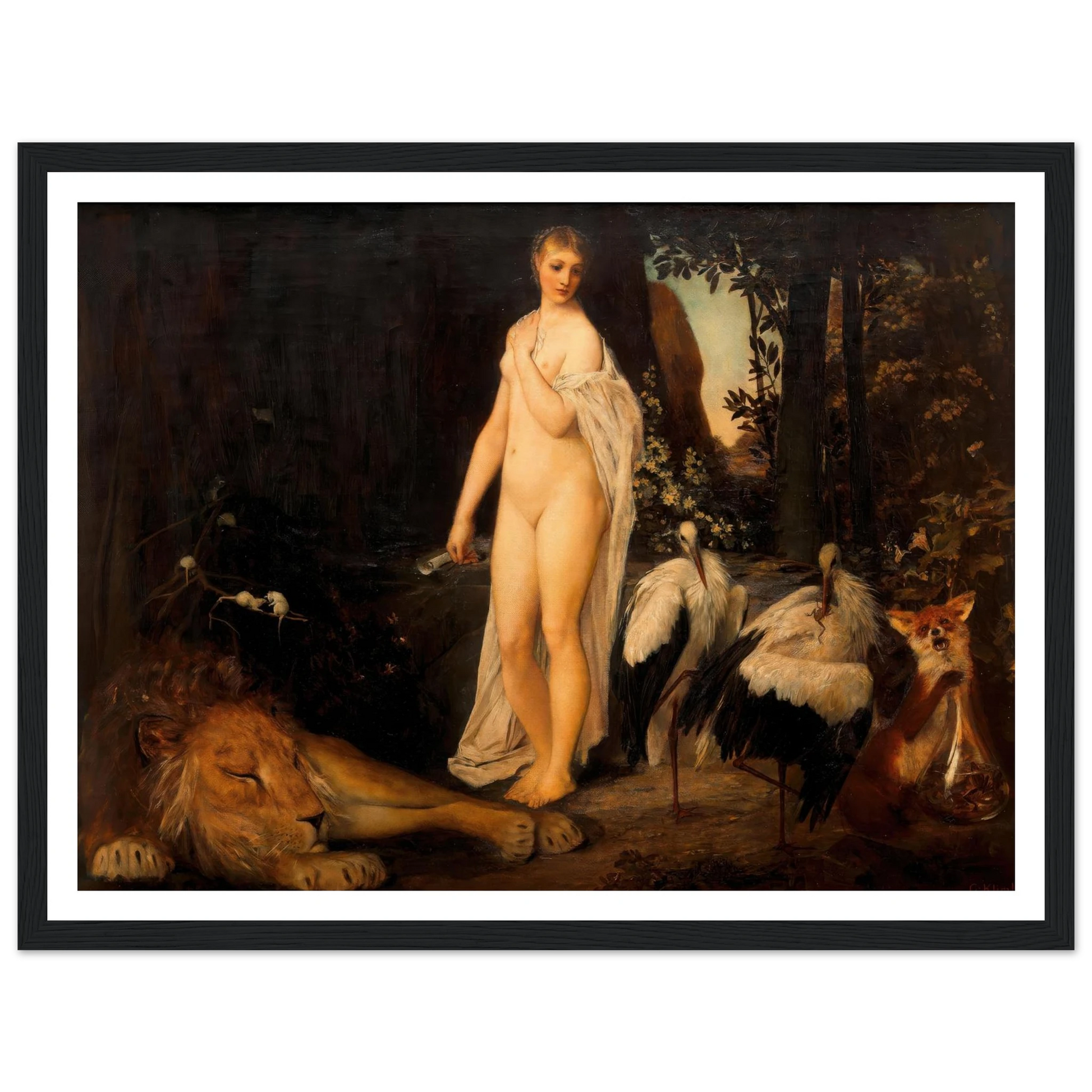 Fabel (1883) Art Print | Gustav Klimt - Framed Poster - 30x40 cm / 12x16″ - Black frame