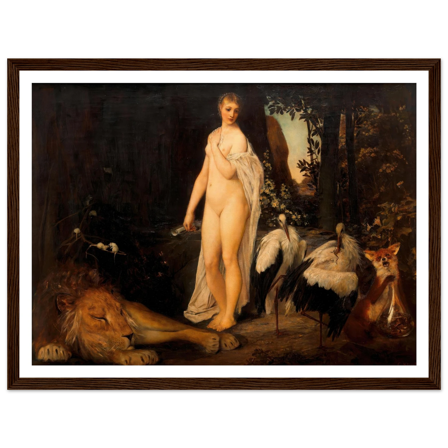 Fabel (1883) Art Print | Gustav Klimt - Framed Poster - 30x40 cm / 12x16″ - Black frame