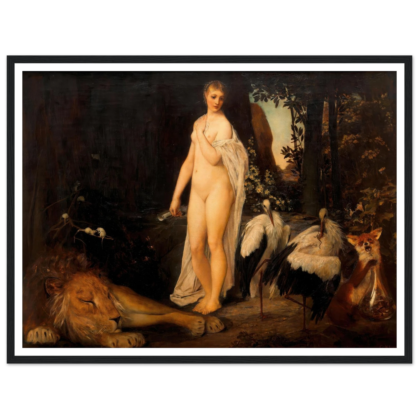 Fabel (1883) Art Print | Gustav Klimt - Framed Poster - 30x40 cm / 12x16″ - Black frame