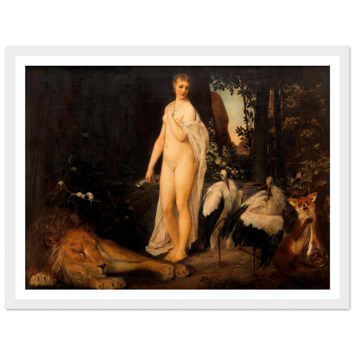 Fabel (1883) Art Print | Gustav Klimt - Framed Poster - 30x40 cm / 12x16″ - Black frame