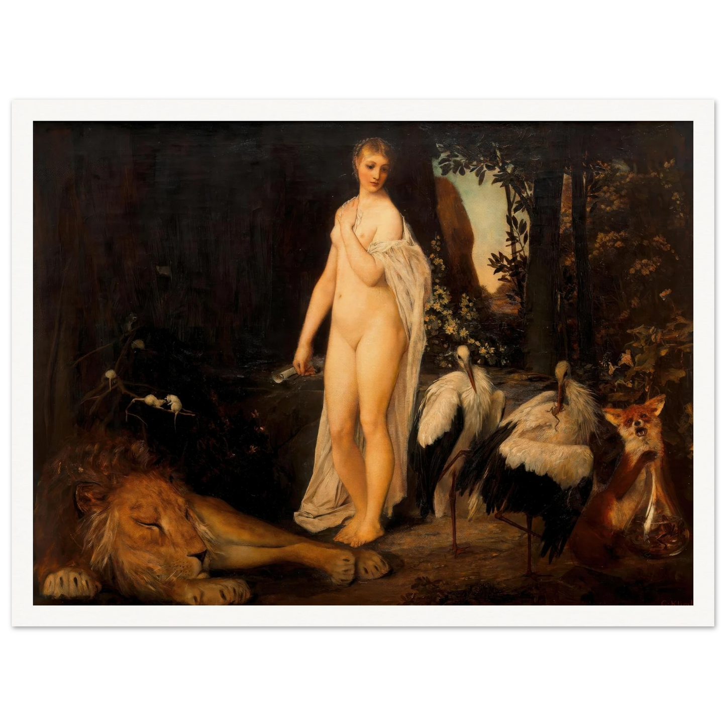 Fabel (1883) Art Print | Gustav Klimt - Framed Poster - 30x40 cm / 12x16″ - Black frame