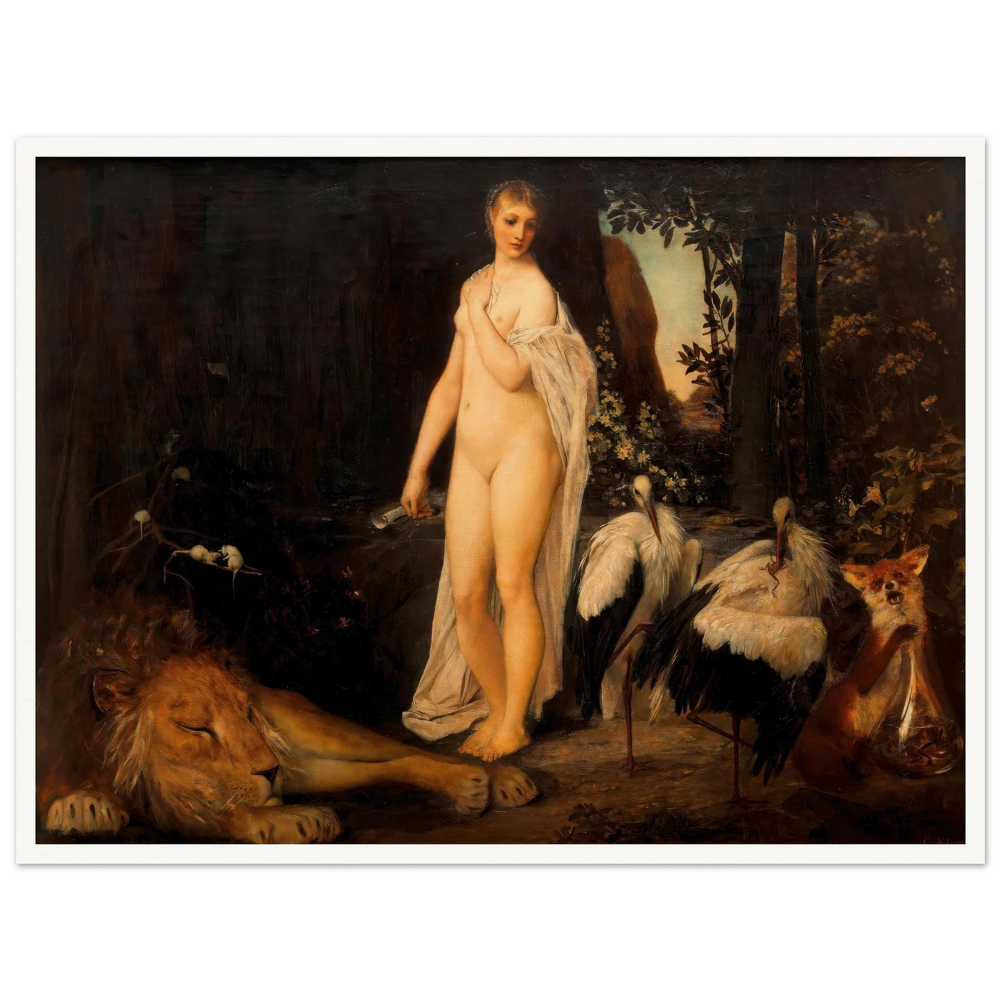 Fabel (1883) Art Print | Gustav Klimt - Framed Poster - 30x40 cm / 12x16″ - Black frame