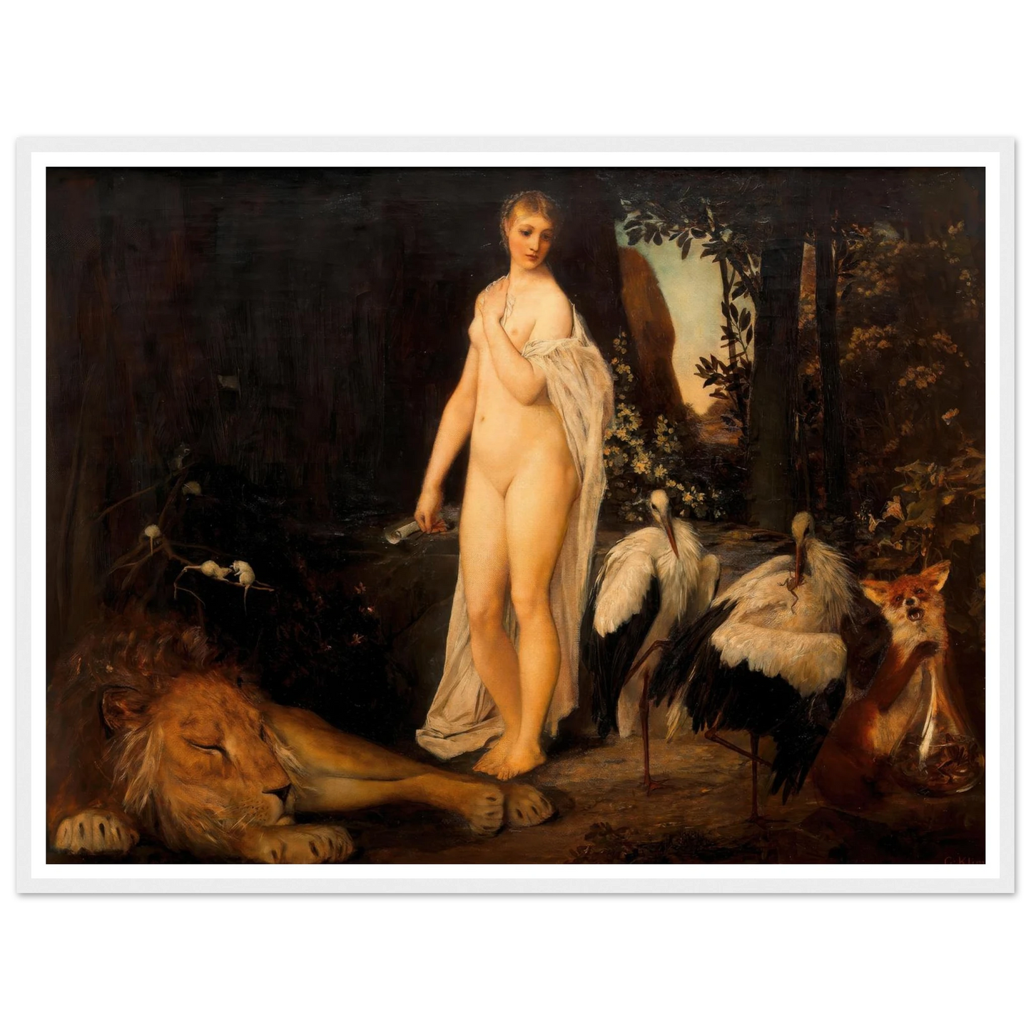 Fabel (1883) Art Print | Gustav Klimt - Framed Poster - 30x40 cm / 12x16″ - Black frame