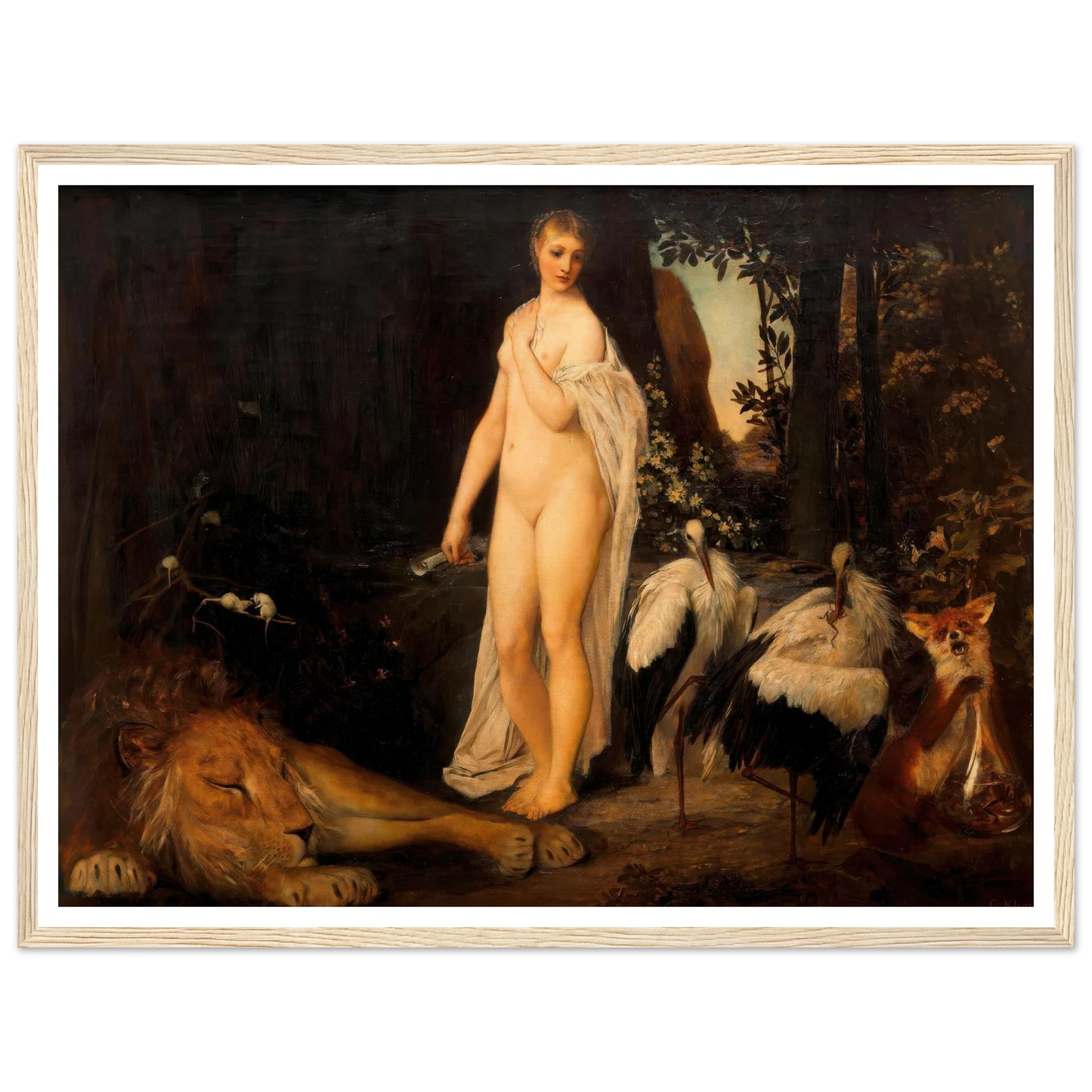 Fabel (1883) Art Print | Gustav Klimt - Framed Poster - 30x40 cm / 12x16″ - Black frame