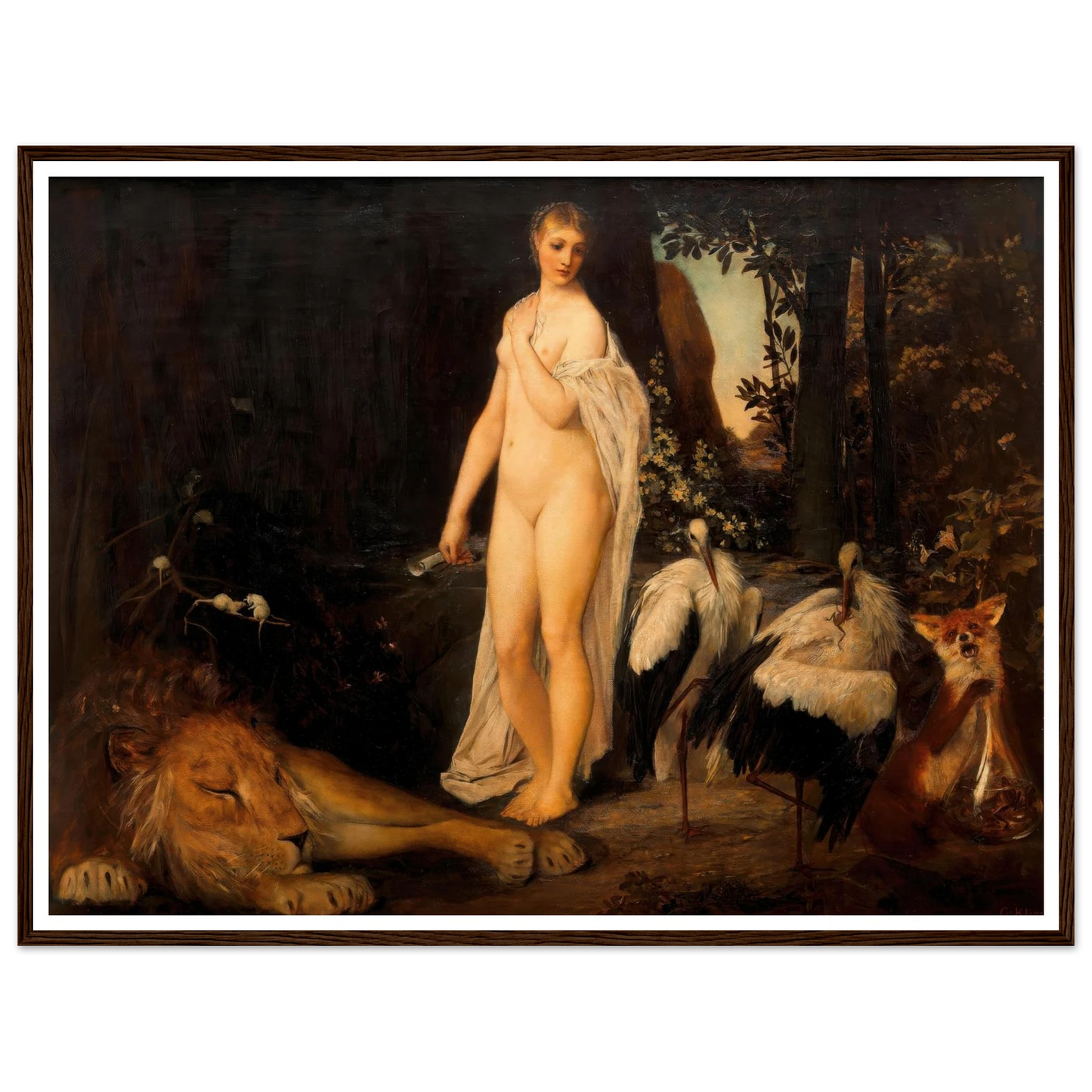 Fabel (1883) Art Print | Gustav Klimt - Framed Poster - 30x40 cm / 12x16″ - Black frame