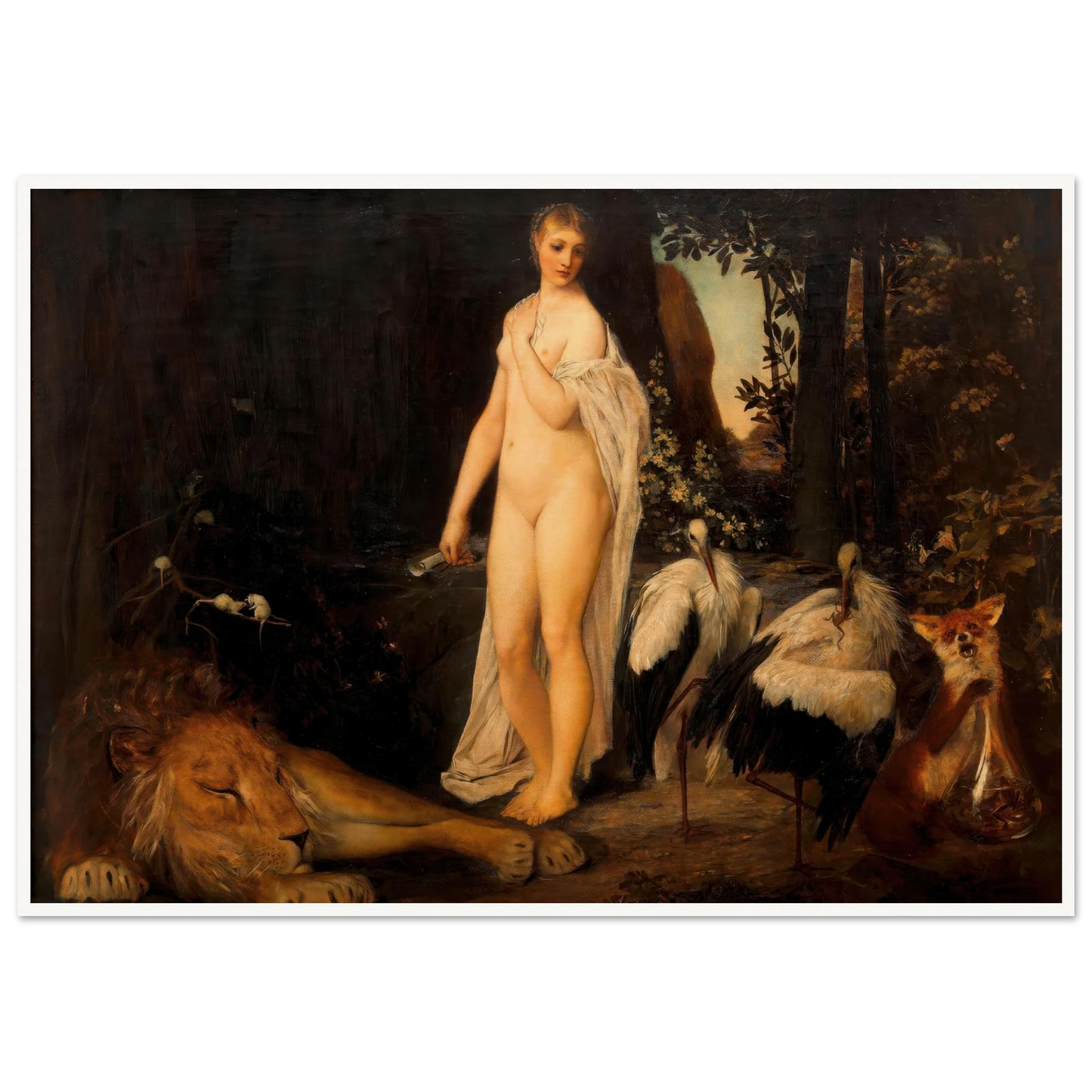 Fabel (1883) Art Print | Gustav Klimt - Framed Poster - 30x40 cm / 12x16″ - Black frame