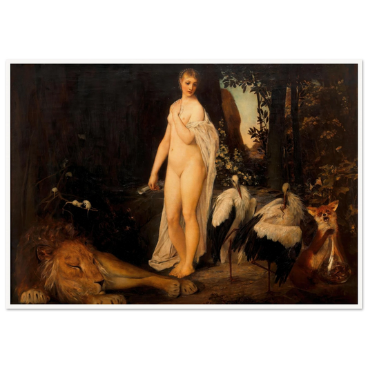 Fabel (1883) Art Print | Gustav Klimt - Framed Poster - 30x40 cm / 12x16″ - Black frame