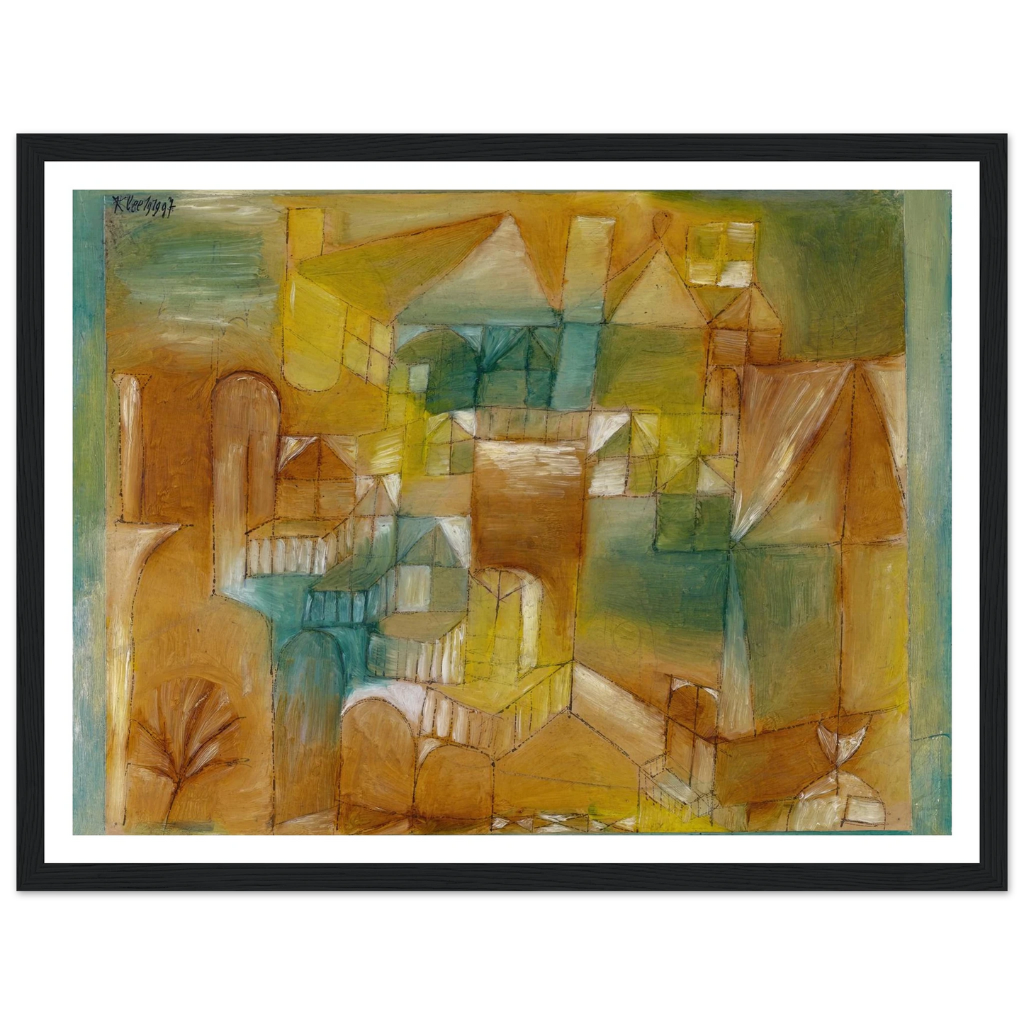 Façade Brown-Green (1919) Art Print | Paul Klee - Framed Poster - 30x40 cm / 12x16″ - Black frame