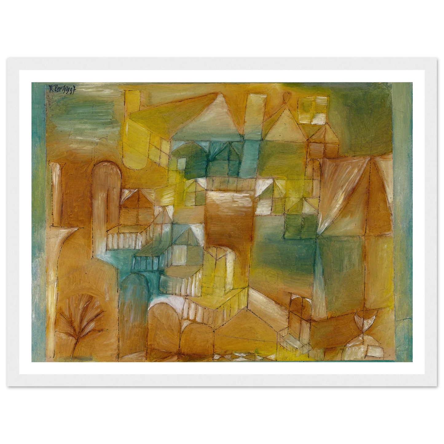 Façade Brown-Green (1919) Art Print | Paul Klee - Framed Poster - 30x40 cm / 12x16″ - Black frame